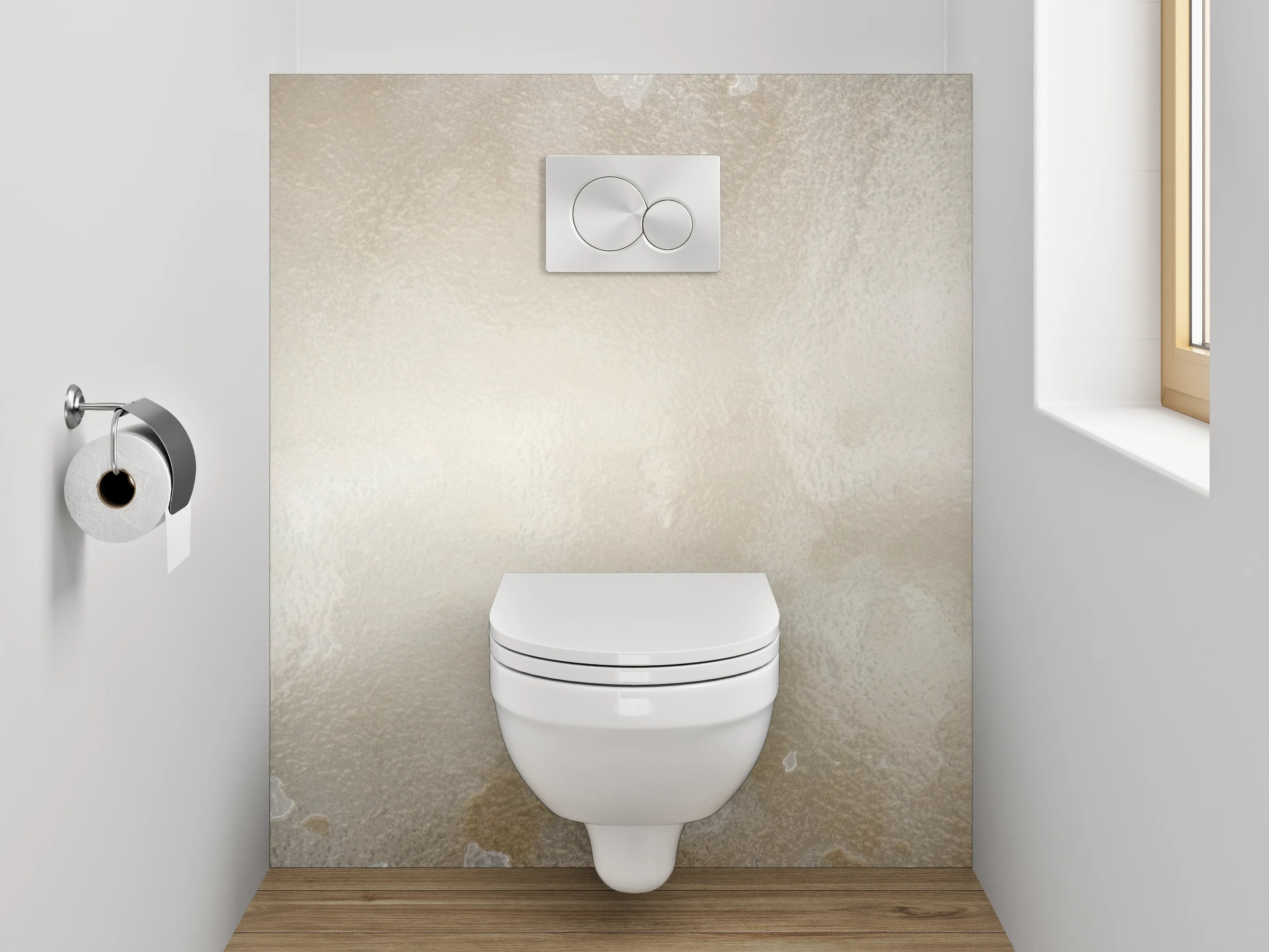 WC-Rückwand - Beige-weiße Marmoroptik – Stilvoll & Hell