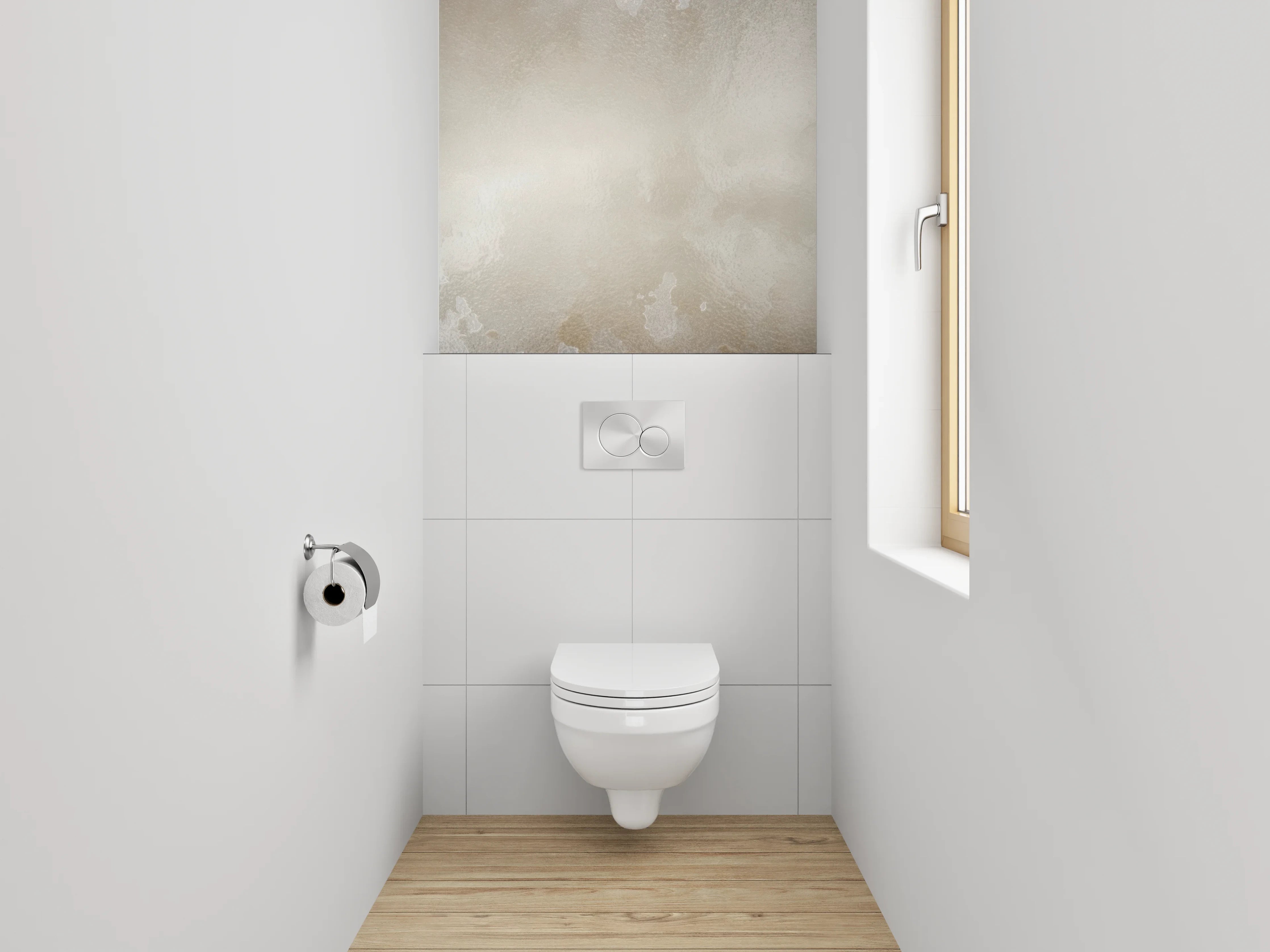 WC-Rückwand - Beige-weiße Marmoroptik – Stilvoll & Hell