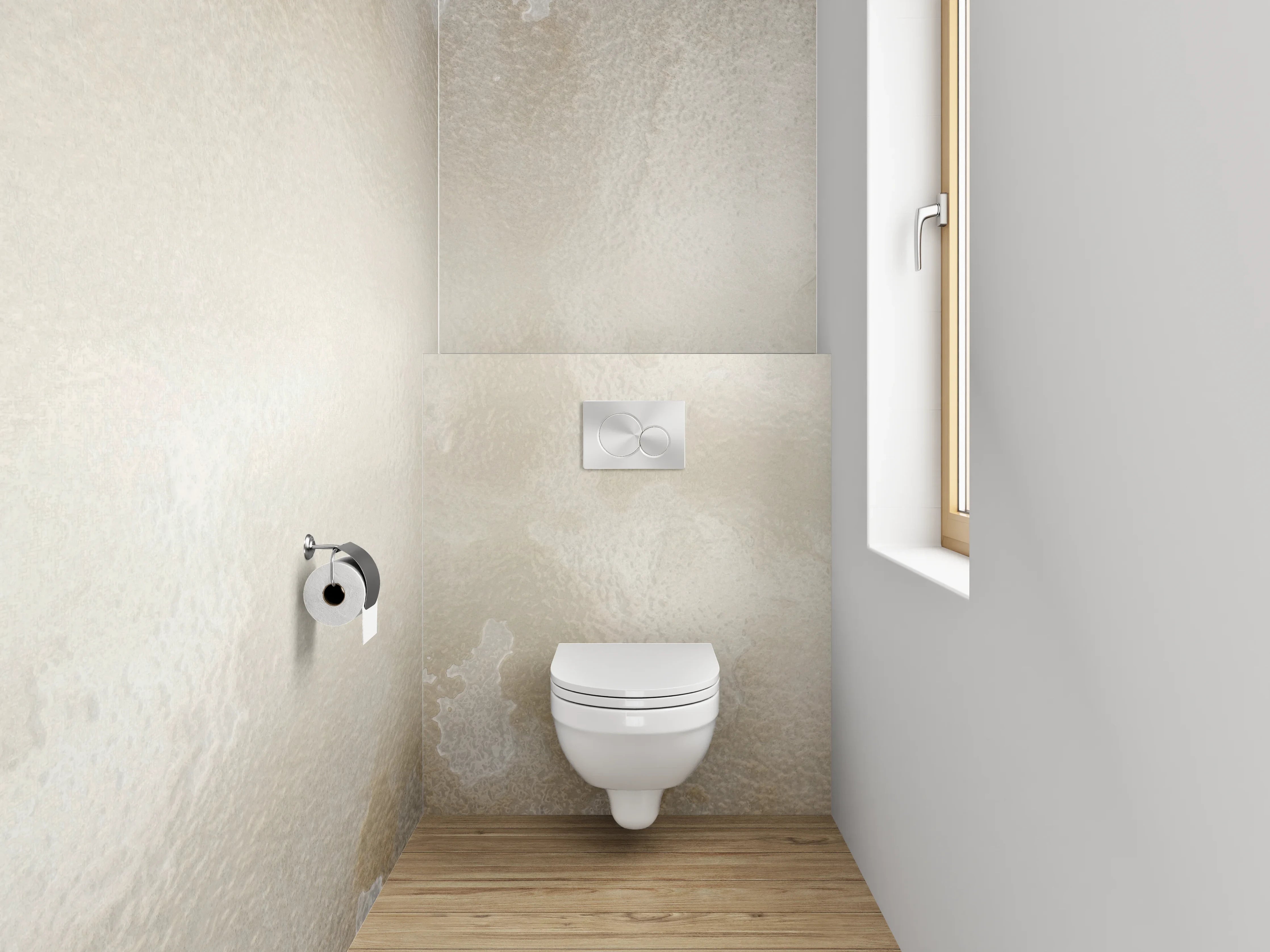 WC-Rückwand - Beige-weiße Marmoroptik – Stilvoll & Hell
