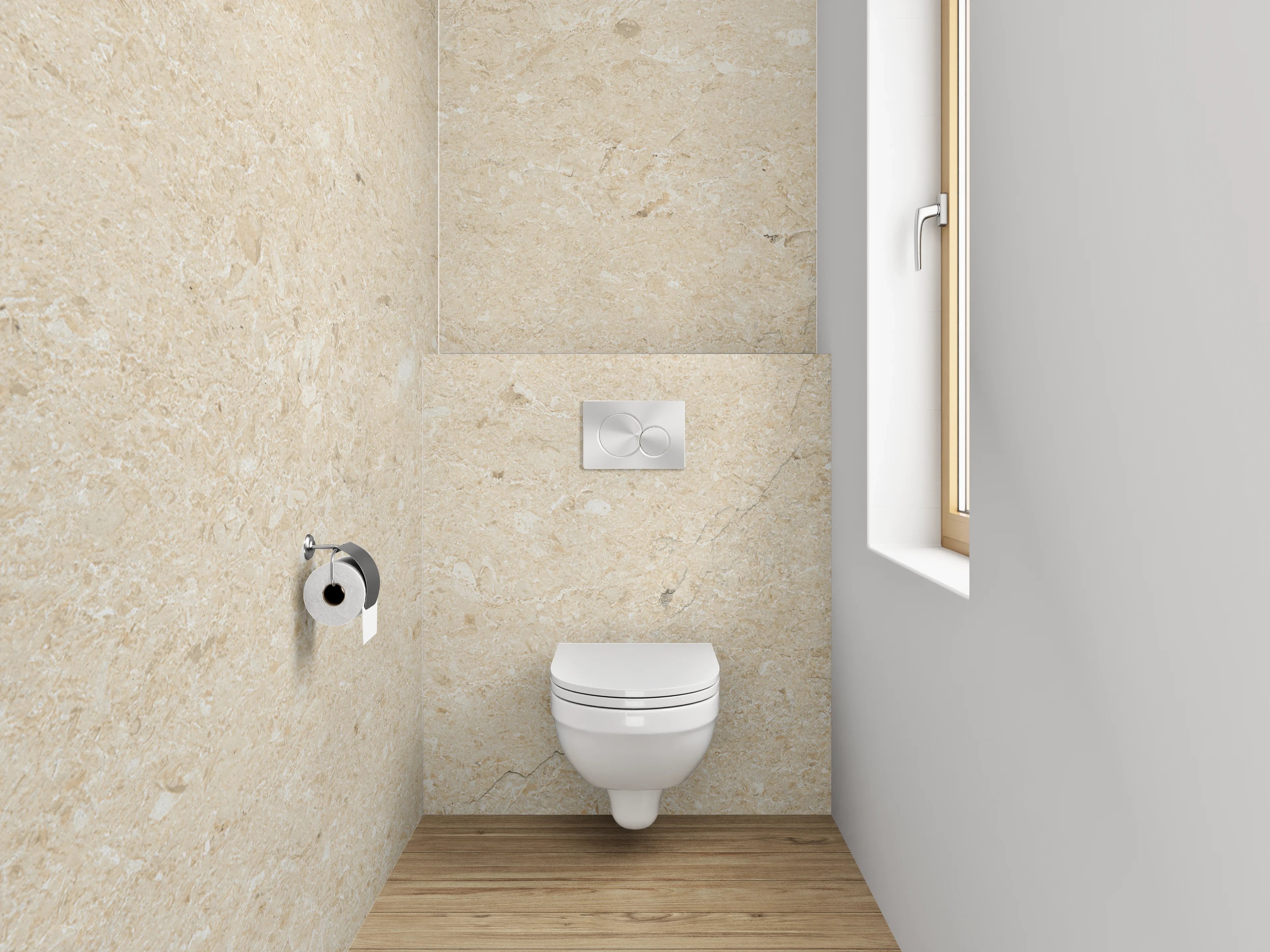 WC-Rückwand - Beigen Marmor-Textur mit feiner Maserung