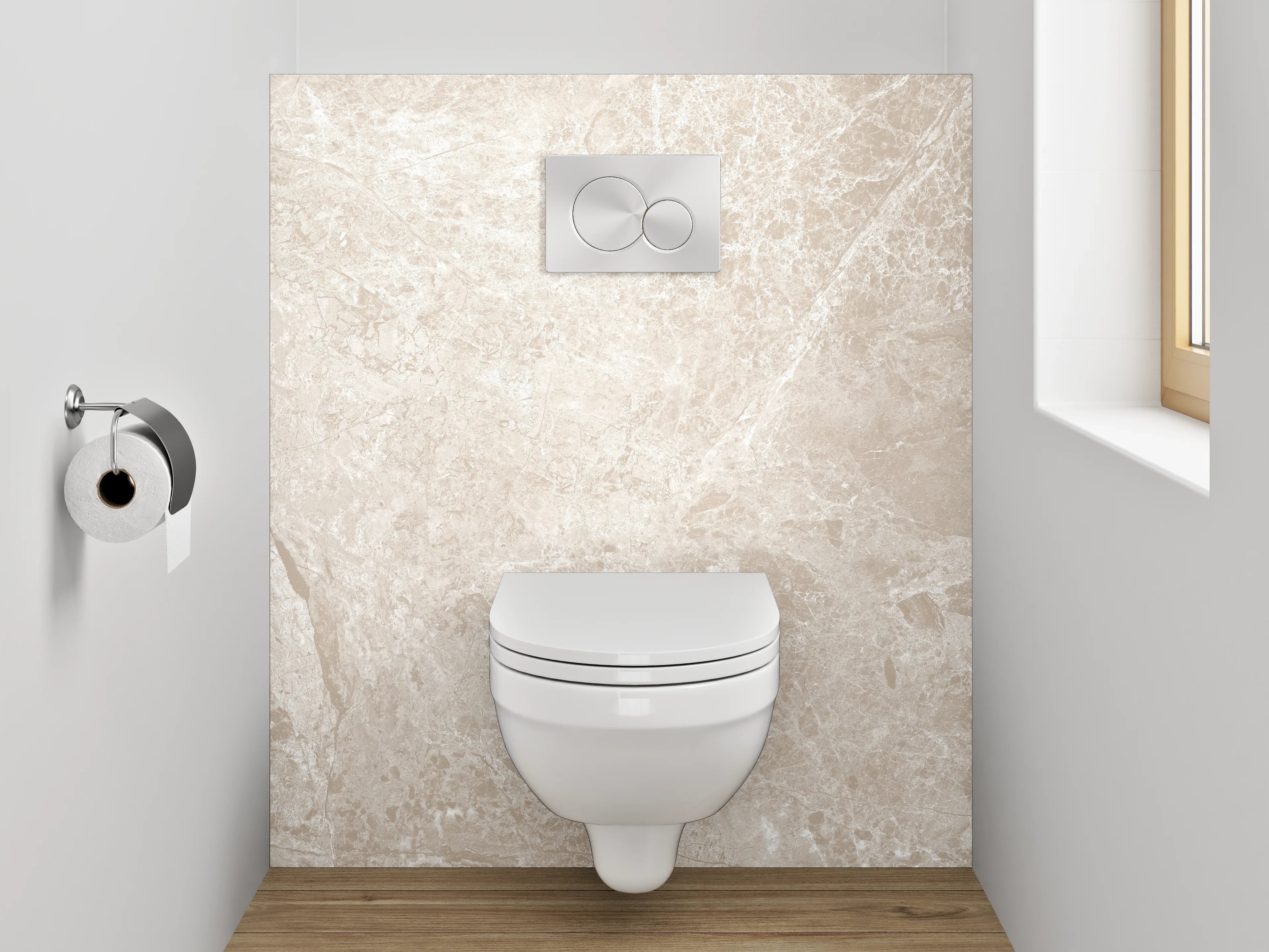 WC-Rückwand - Beiger Marmor-Look – Elegante Fliesenoptik