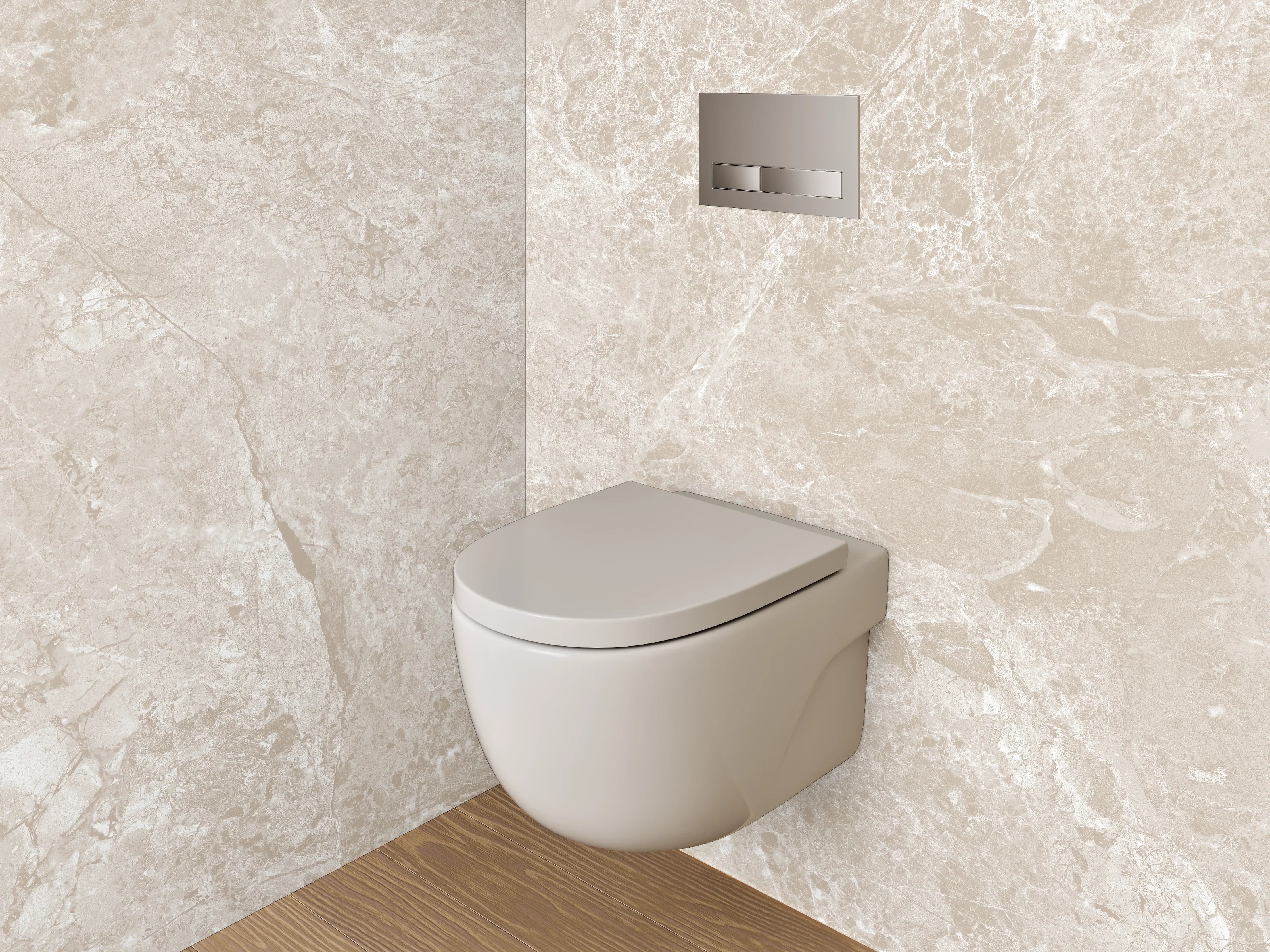 WC-Rückwand - Beiger Marmor-Look – Elegante Fliesenoptik