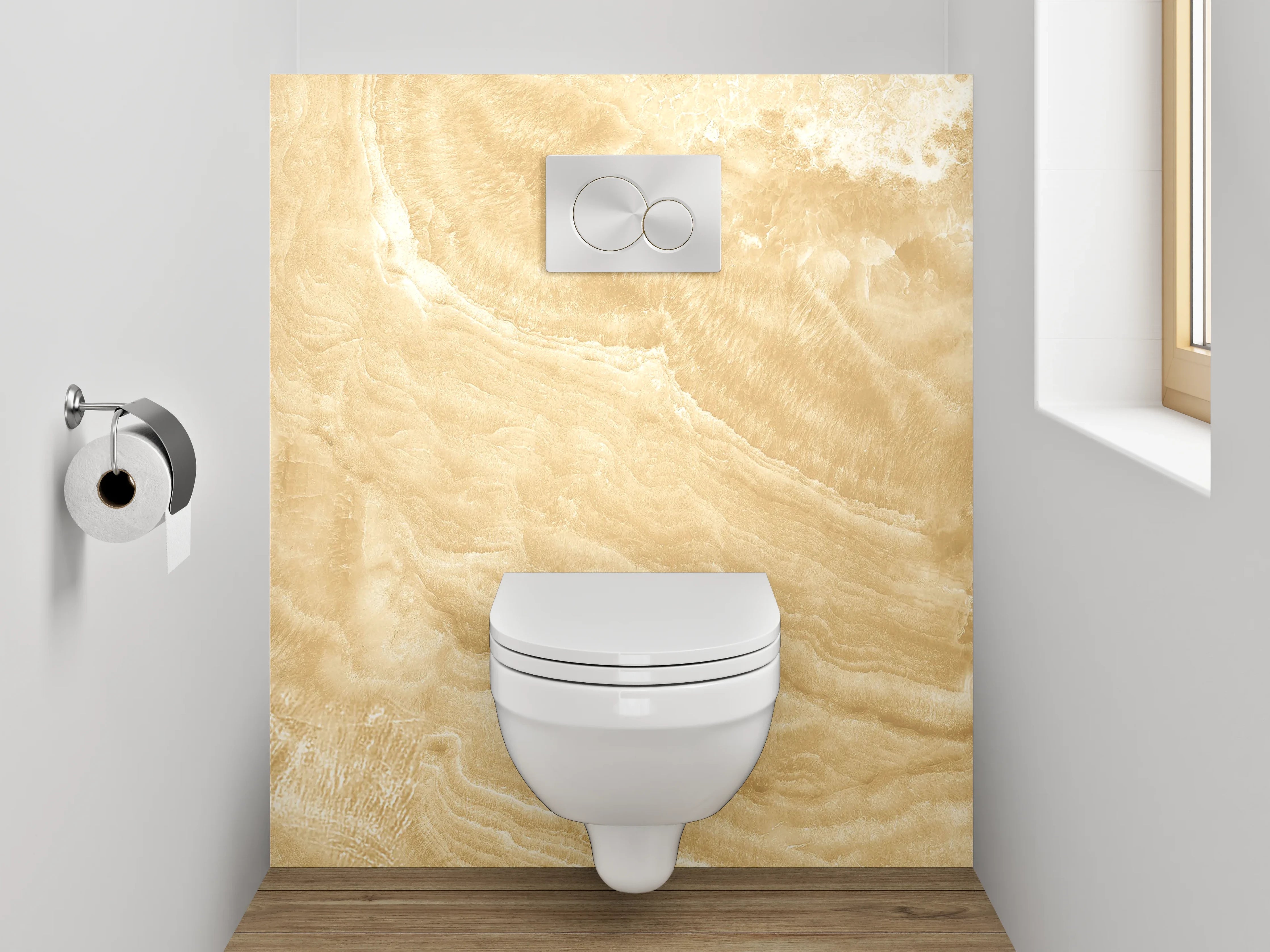 WC-Rückwand - Beiger Marmor Optik Wandverkleidung