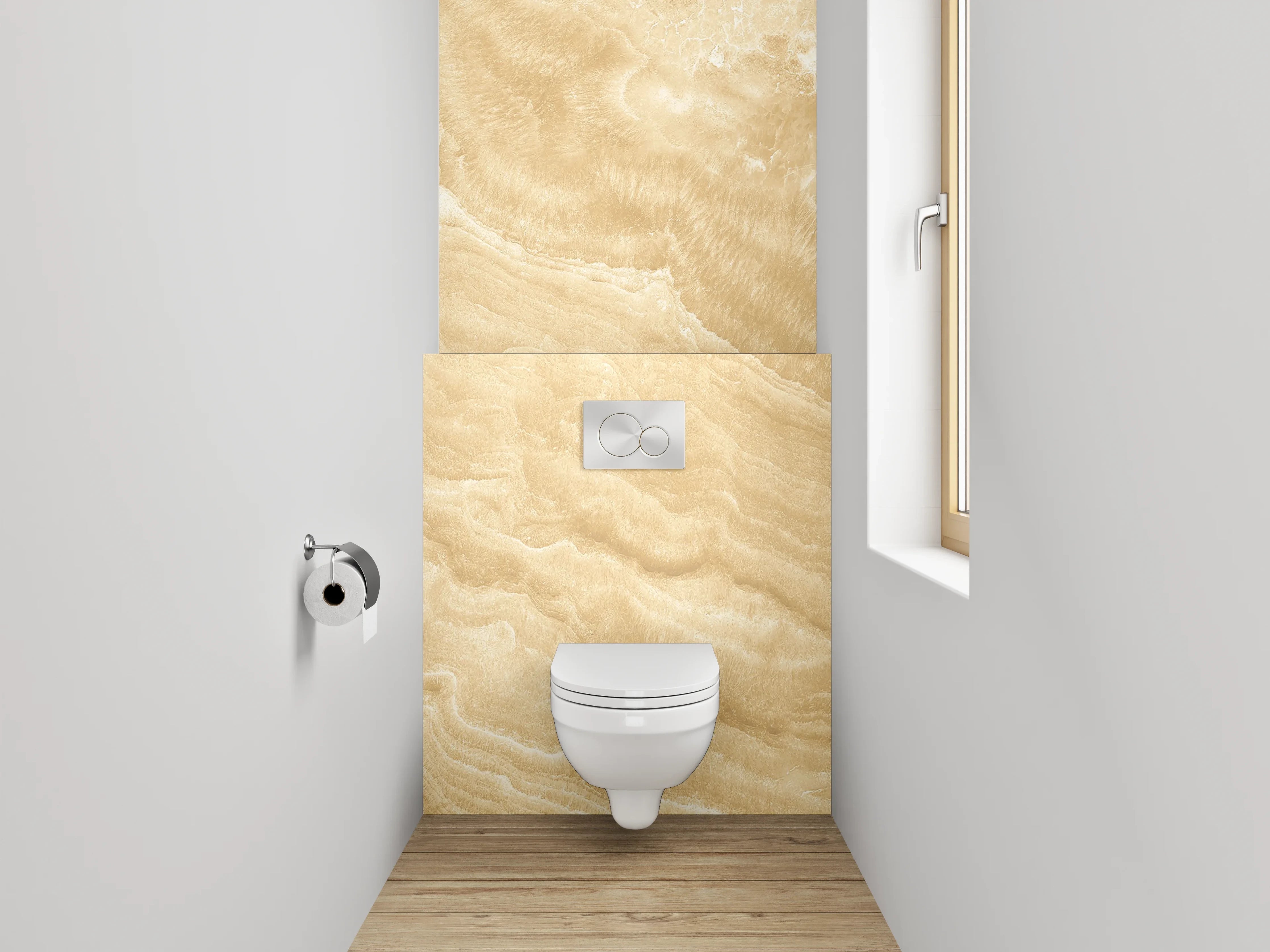 WC-Rückwand - Beiger Marmor Optik Wandverkleidung