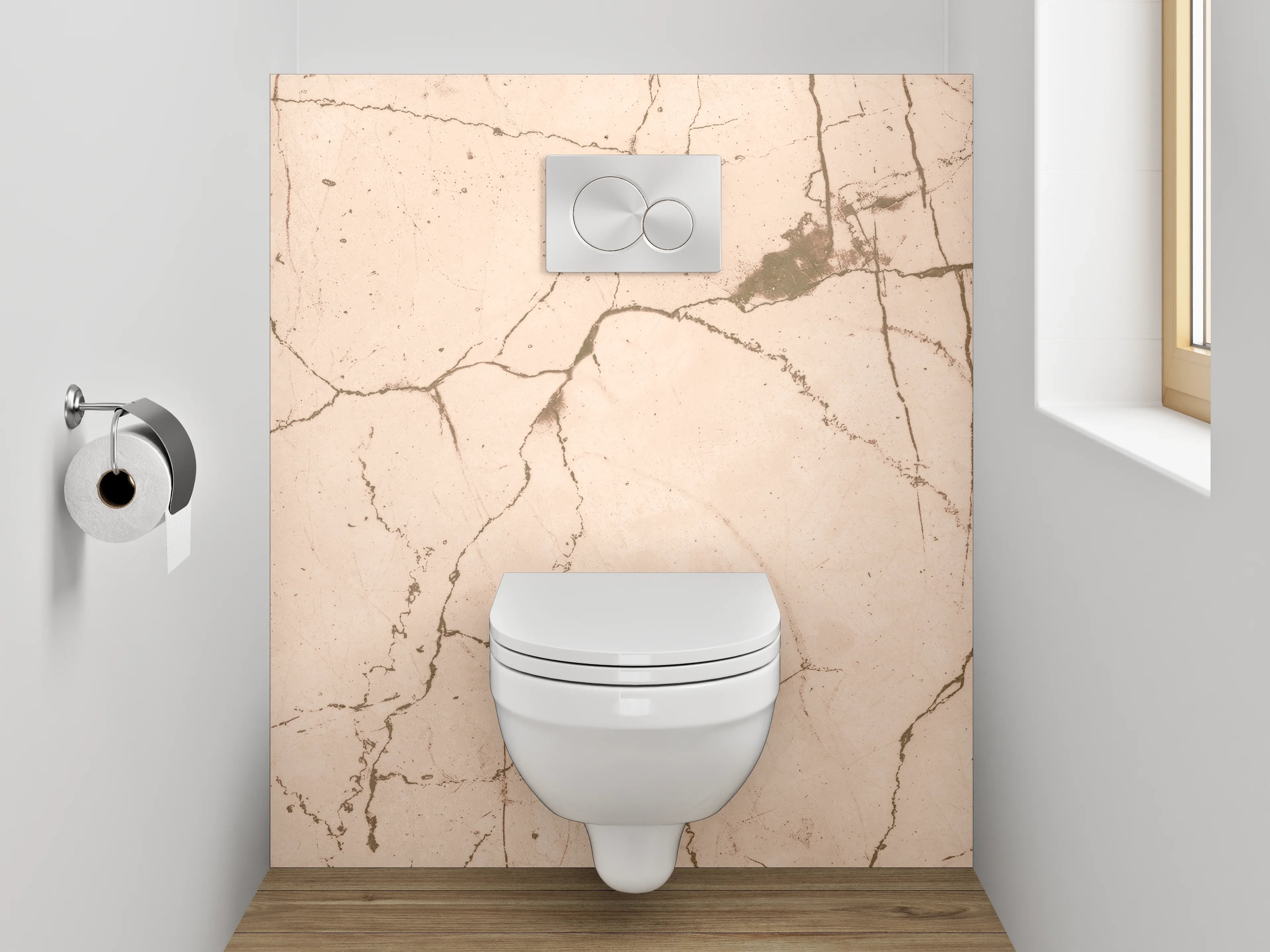 WC-Rückwand - Beiger Marmor mit feinen Adern