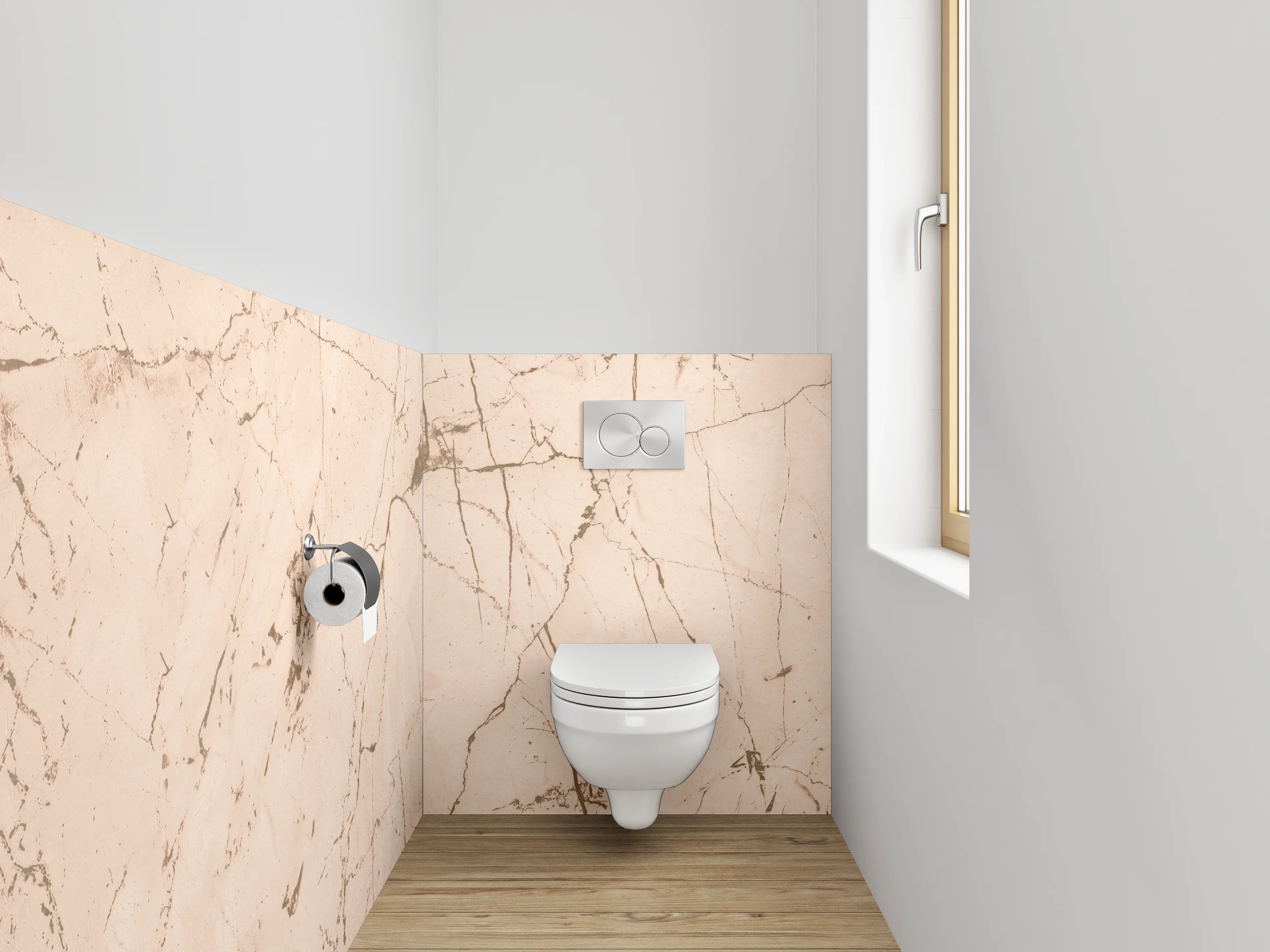 WC-Rückwand - Beiger Marmor mit feinen Adern