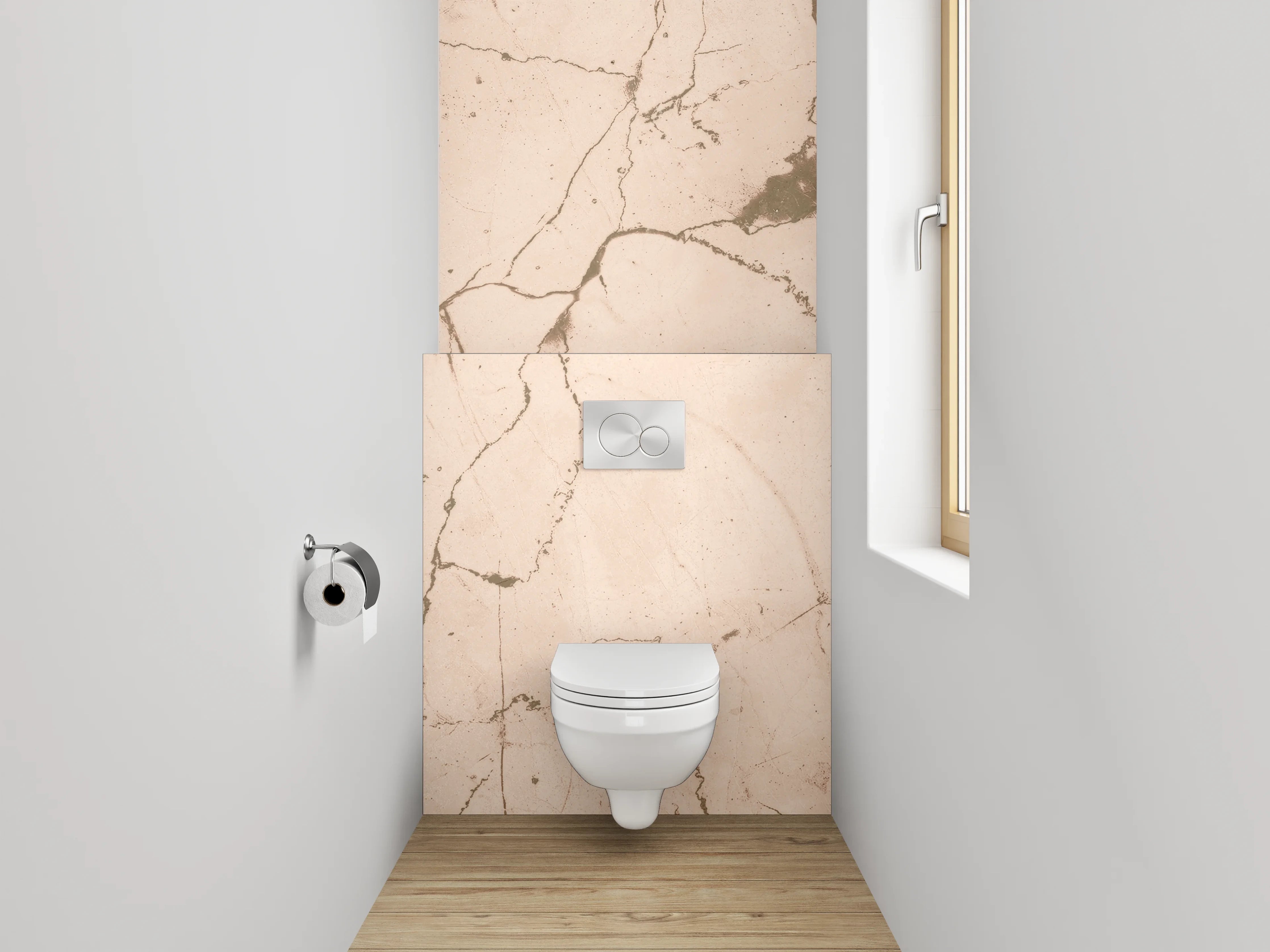 WC-Rückwand - Beiger Marmor mit feinen Adern