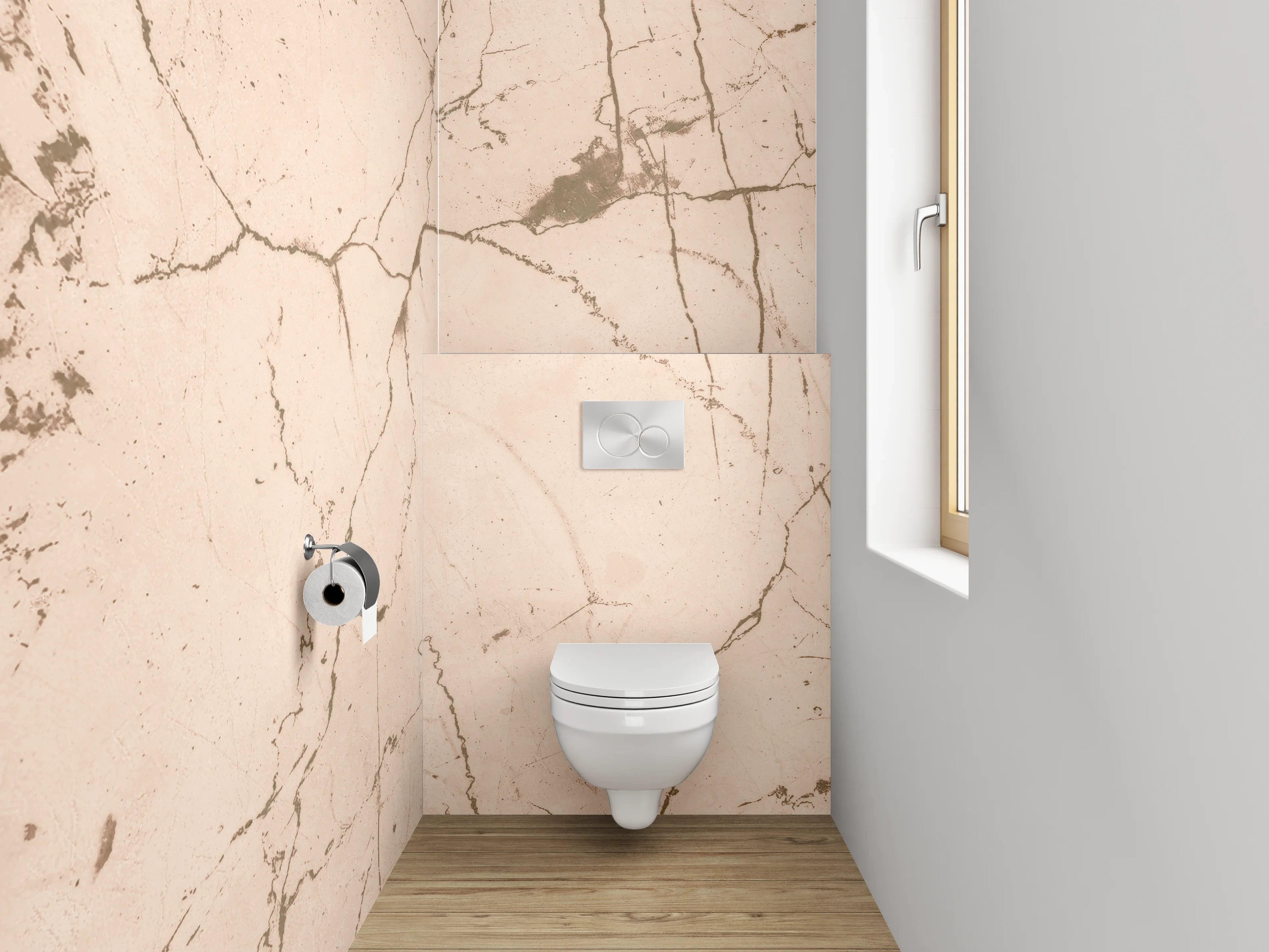 WC-Rückwand - Beiger Marmor mit feinen Adern
