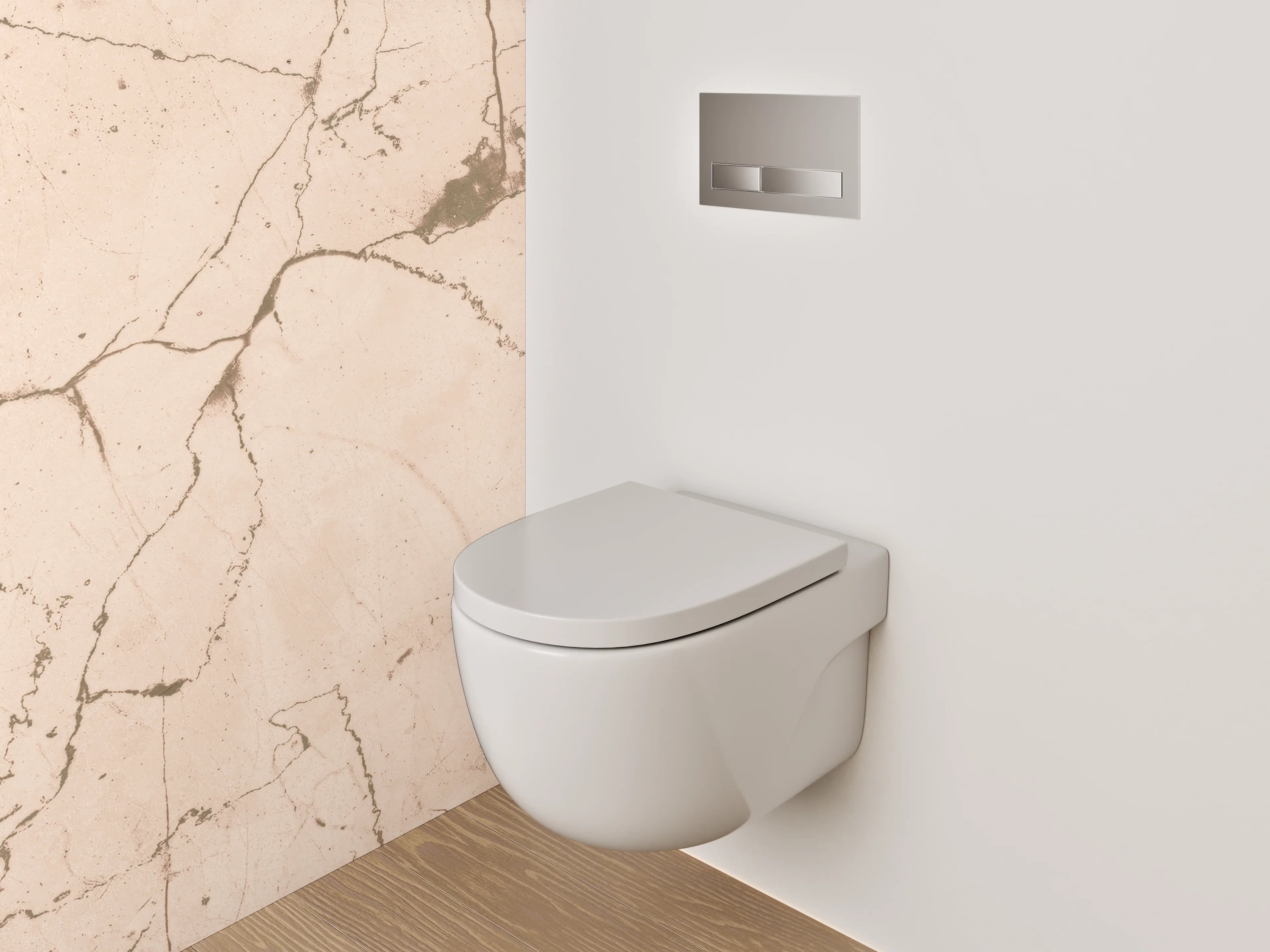WC-Rückwand - Beiger Marmor mit feinen Adern