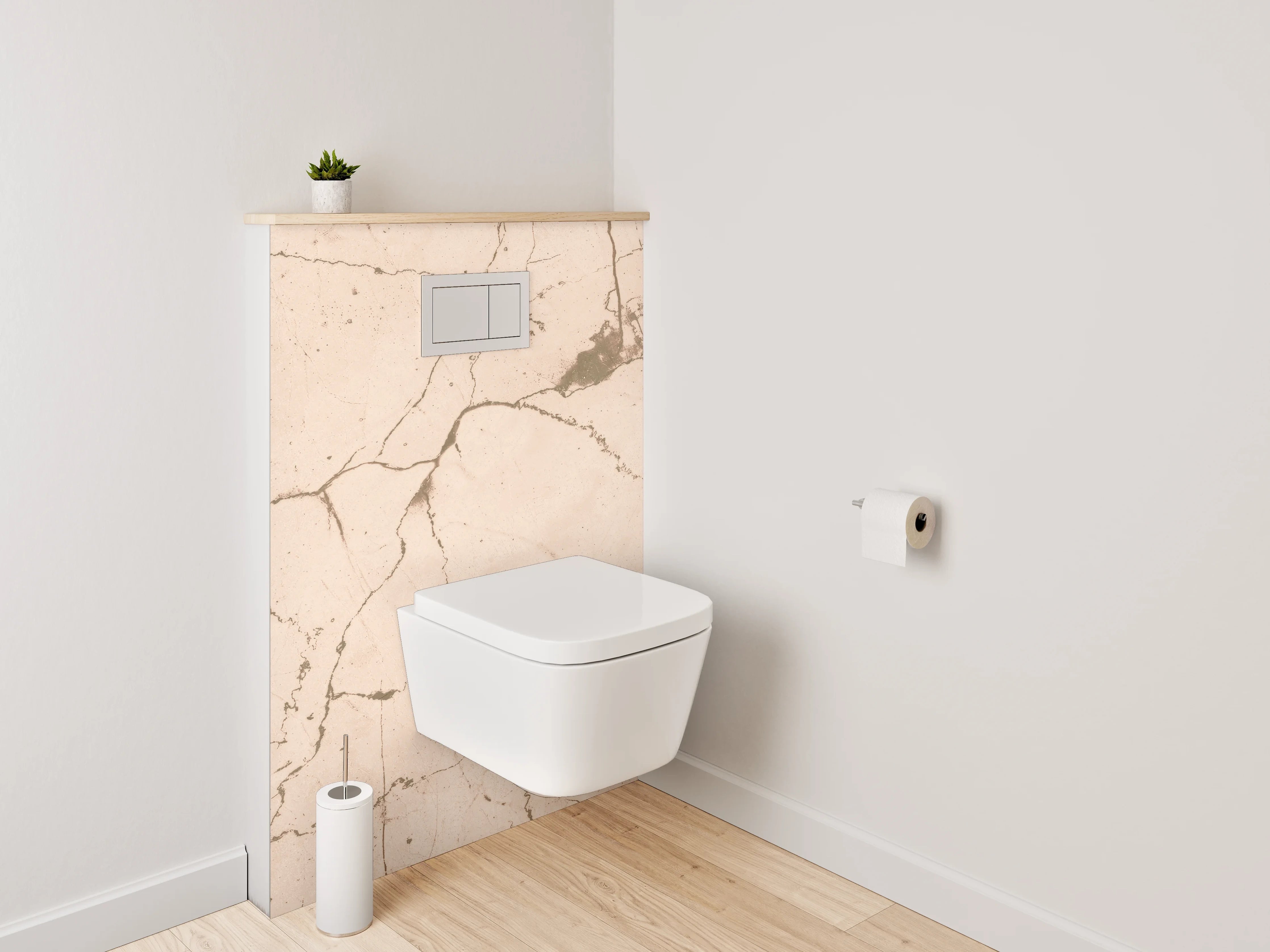 WC-Rückwand - Beiger Marmor mit feinen Adern
