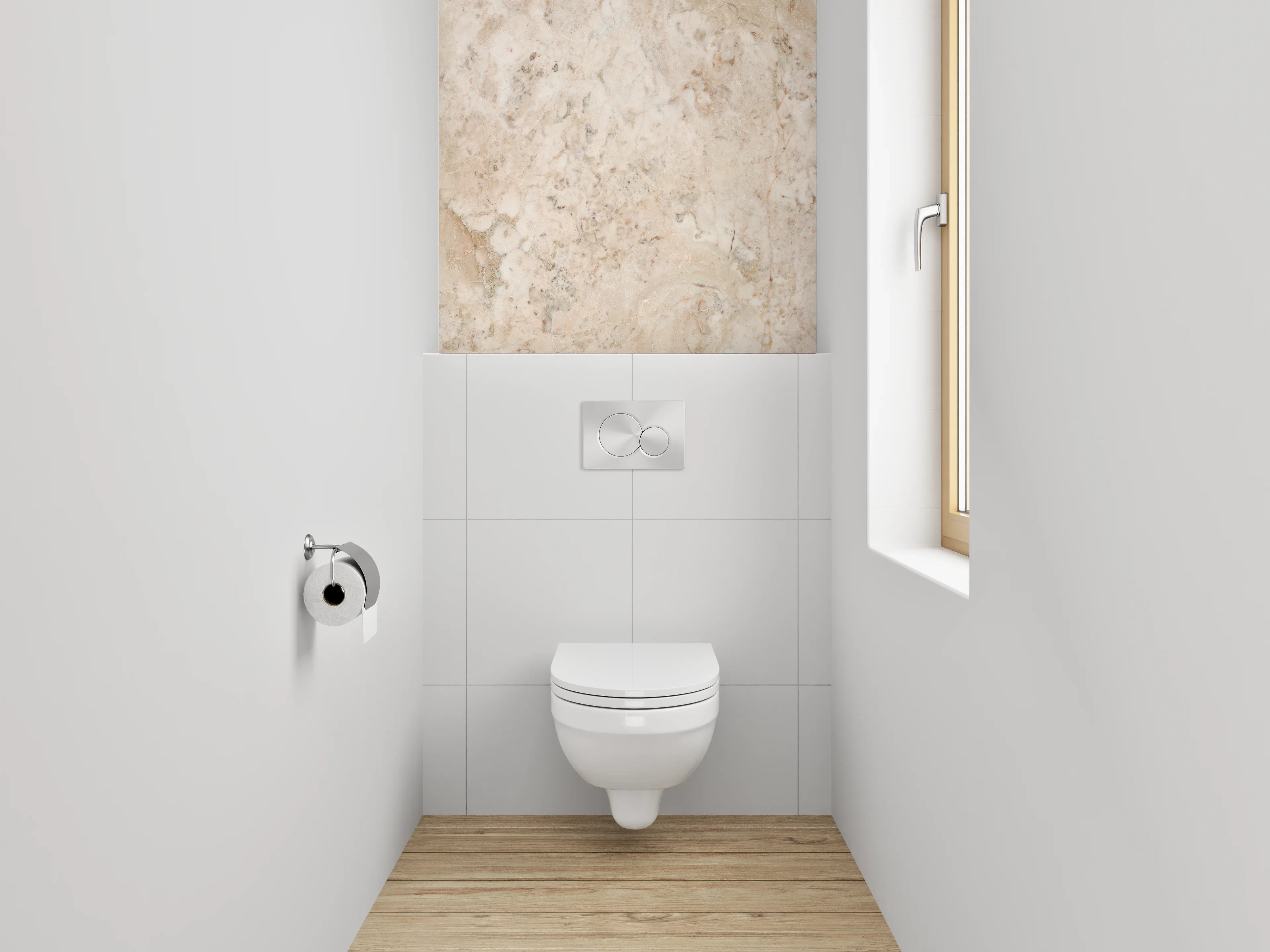 WC-Rückwand - Beiger Marmor mit natürlicher Maserung