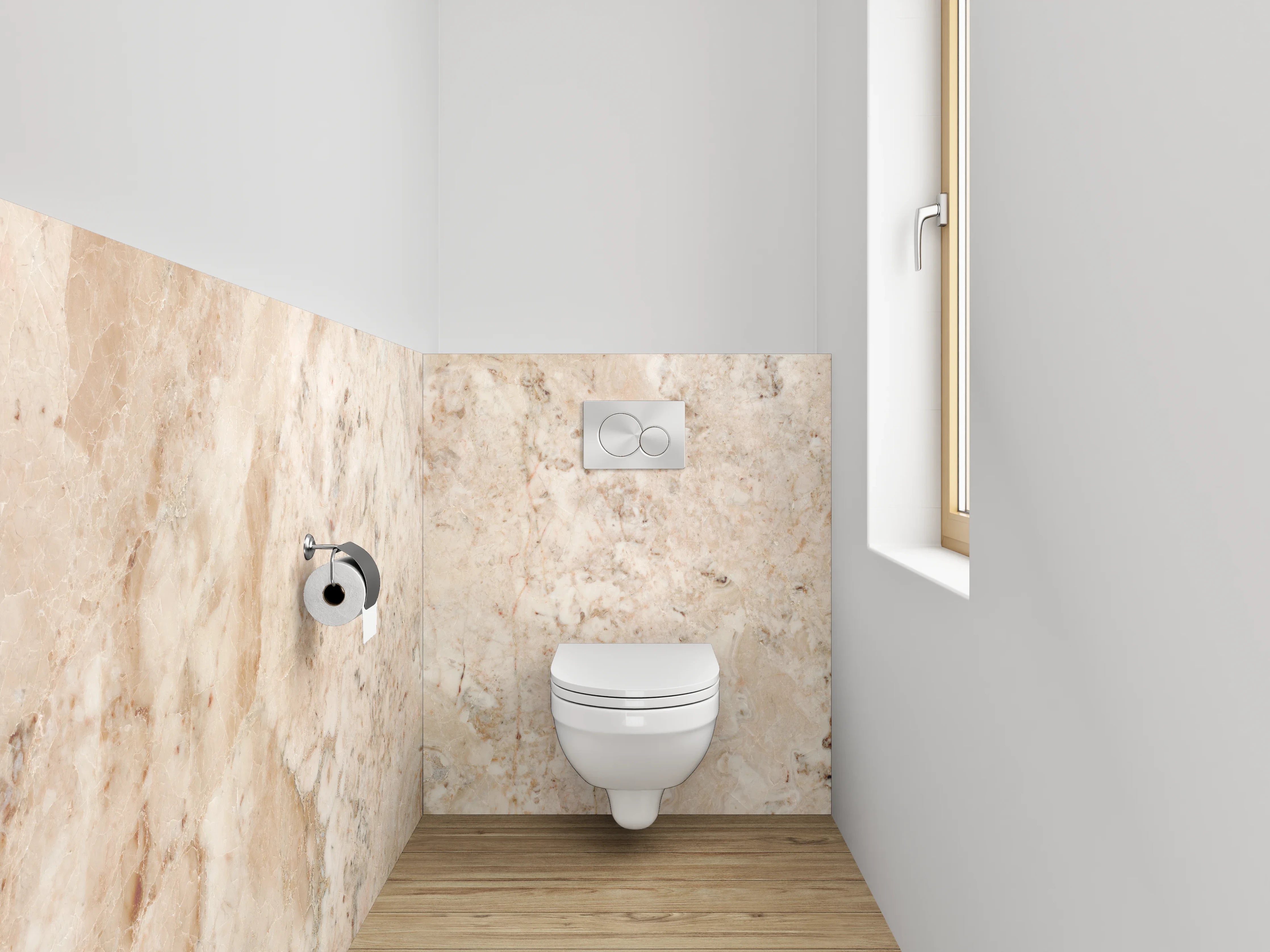 WC-Rückwand - Beiger Marmor mit natürlicher Maserung