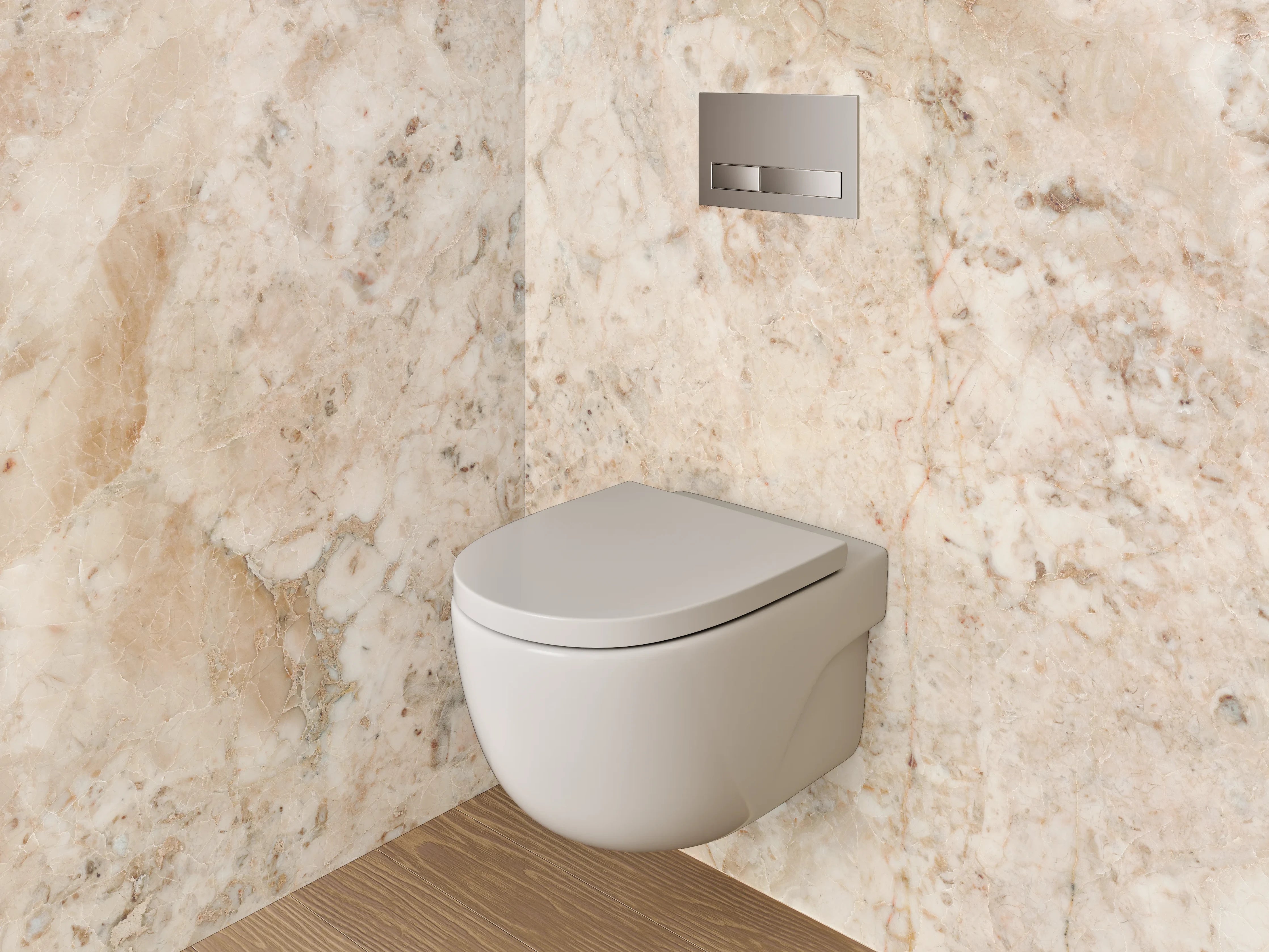 WC-Rückwand - Beiger Marmor mit natürlicher Maserung