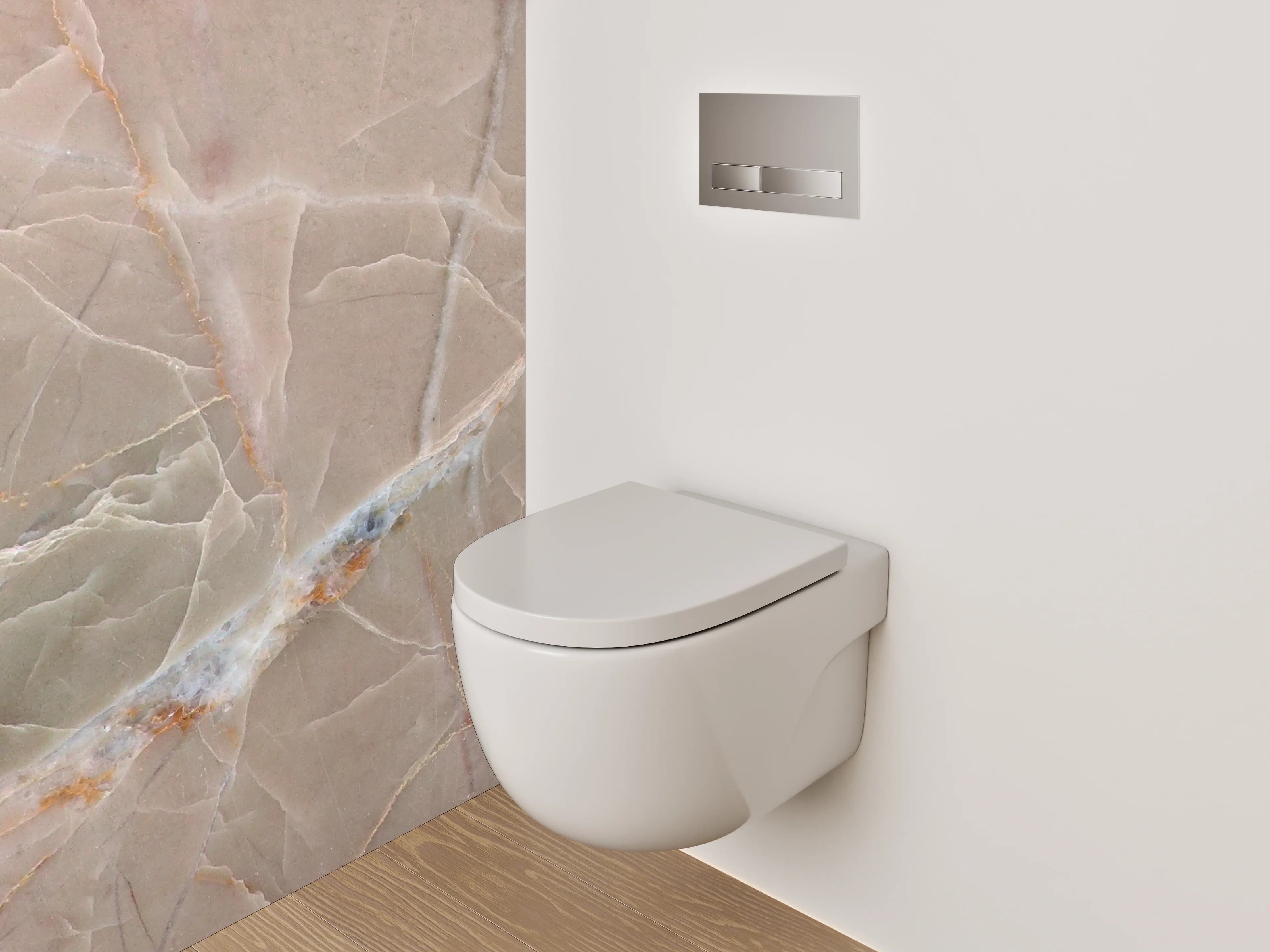 WC-Rückwand - Beiger Marmor mit weißen Adern