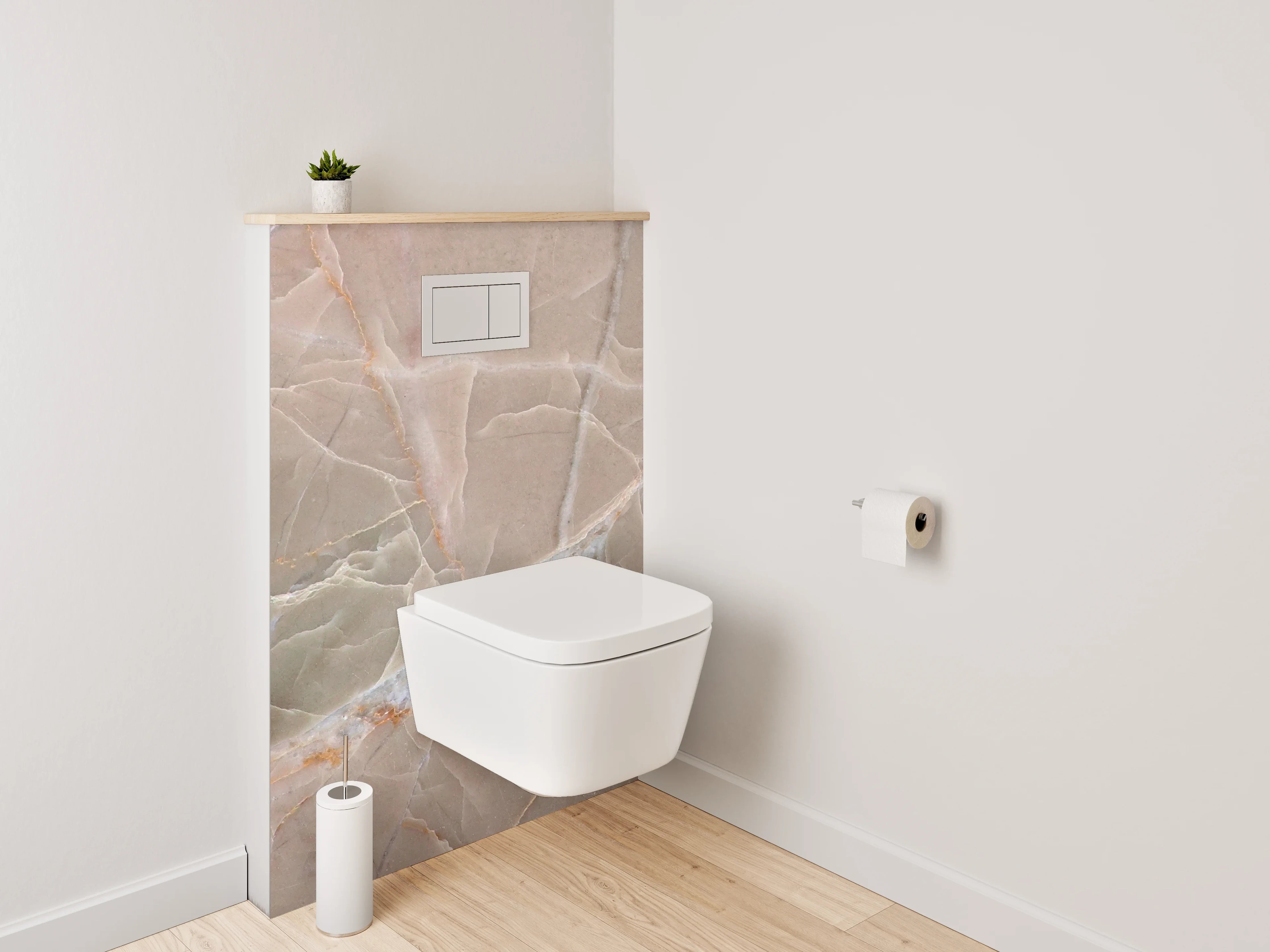 WC-Rückwand - Beiger Marmor mit weißen Adern