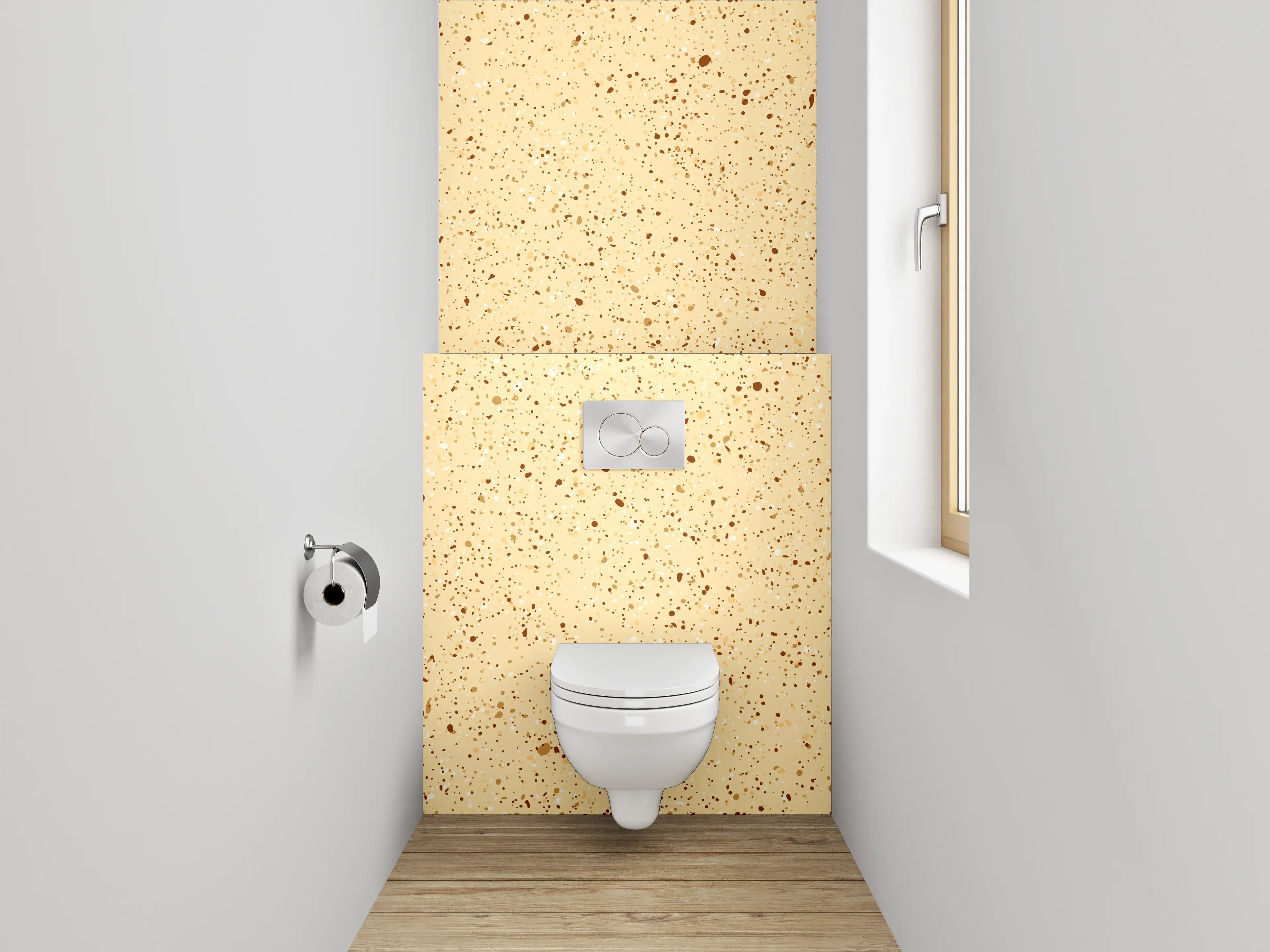 WC-Rückwand - Beiger Sprenkel-Look für Badezimmer