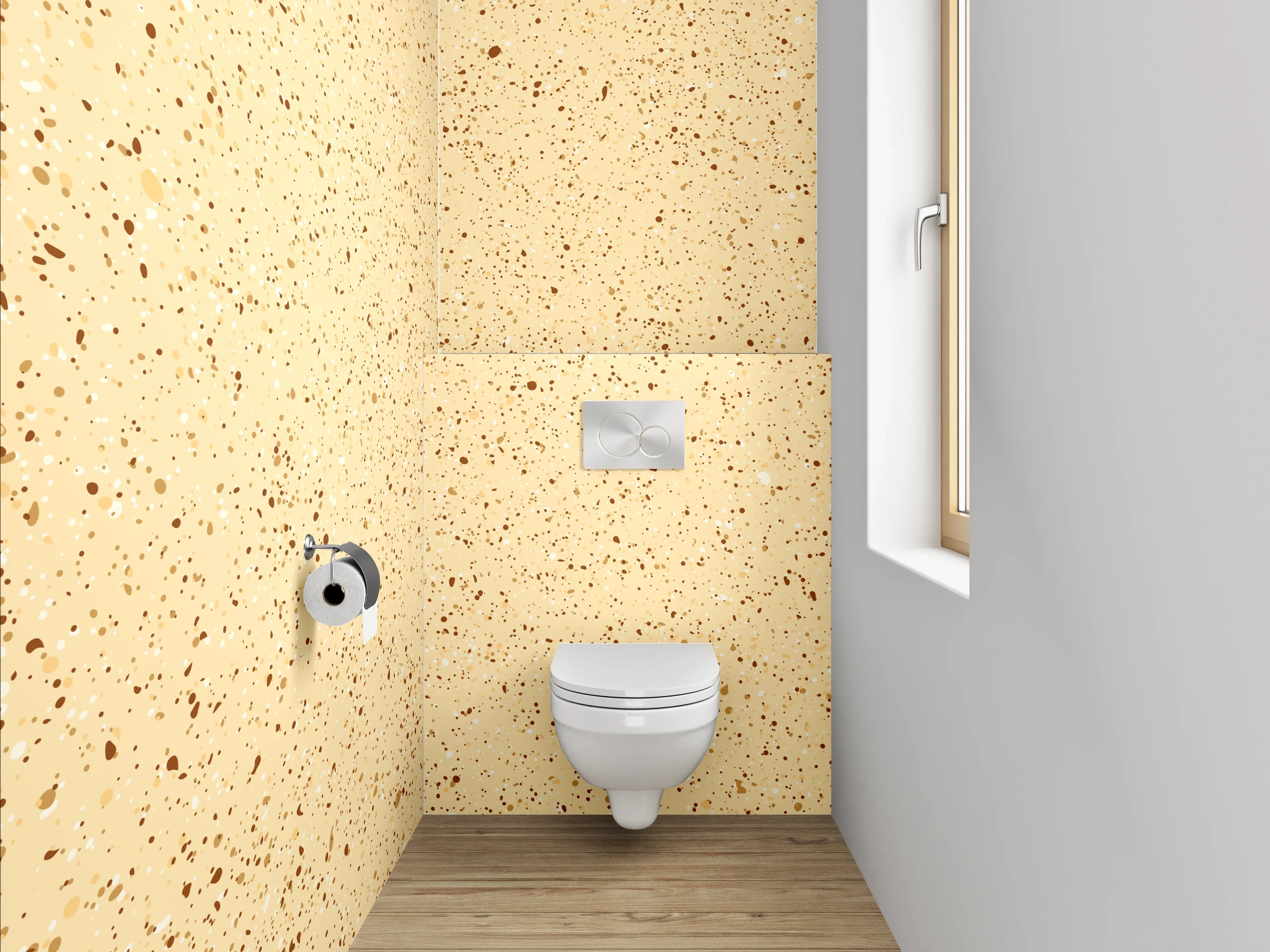 WC-Rückwand - Beiger Sprenkel-Look für Badezimmer