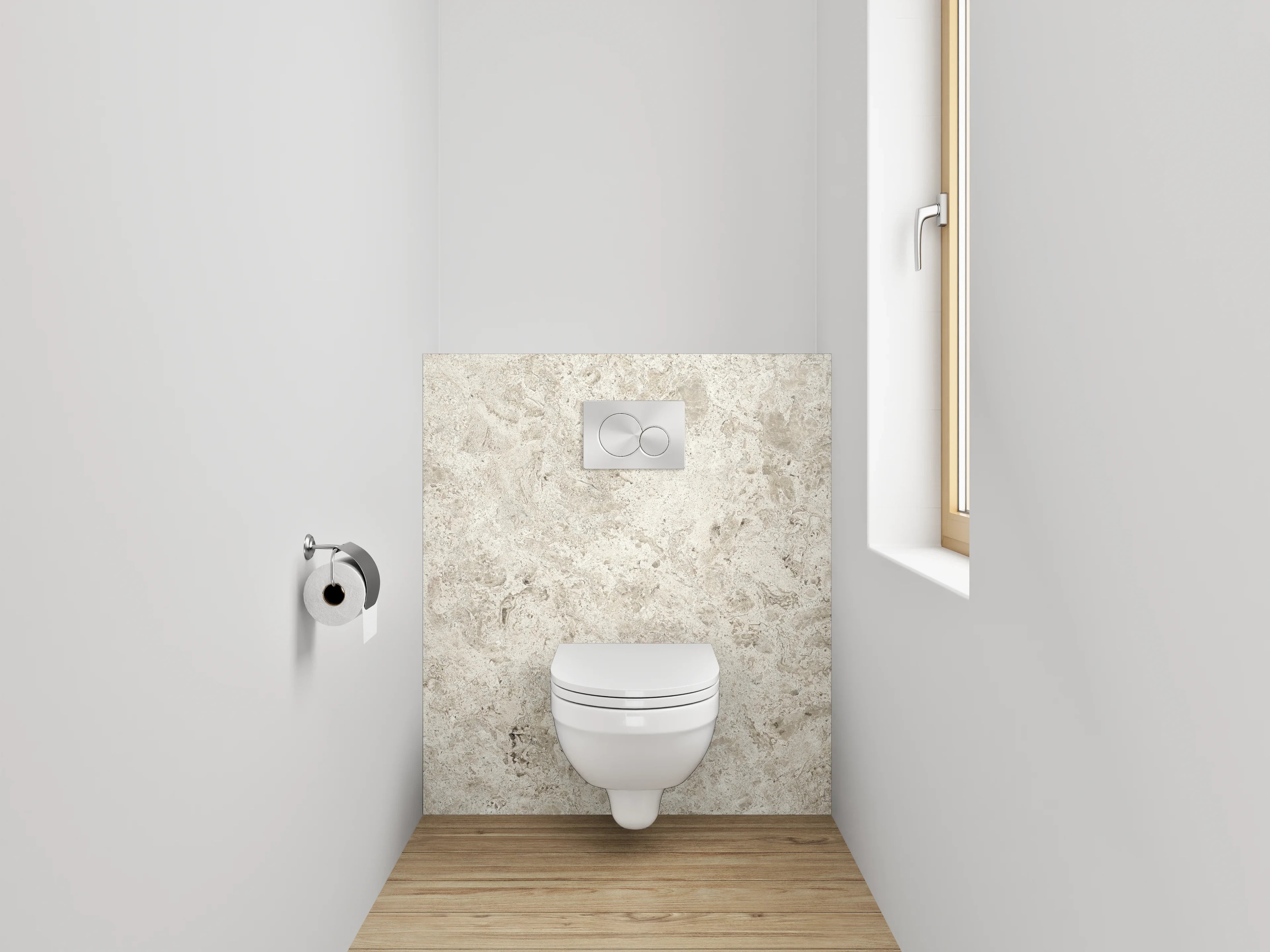 WC-Rückwand - Beiger Steinoptik Fliesendesign