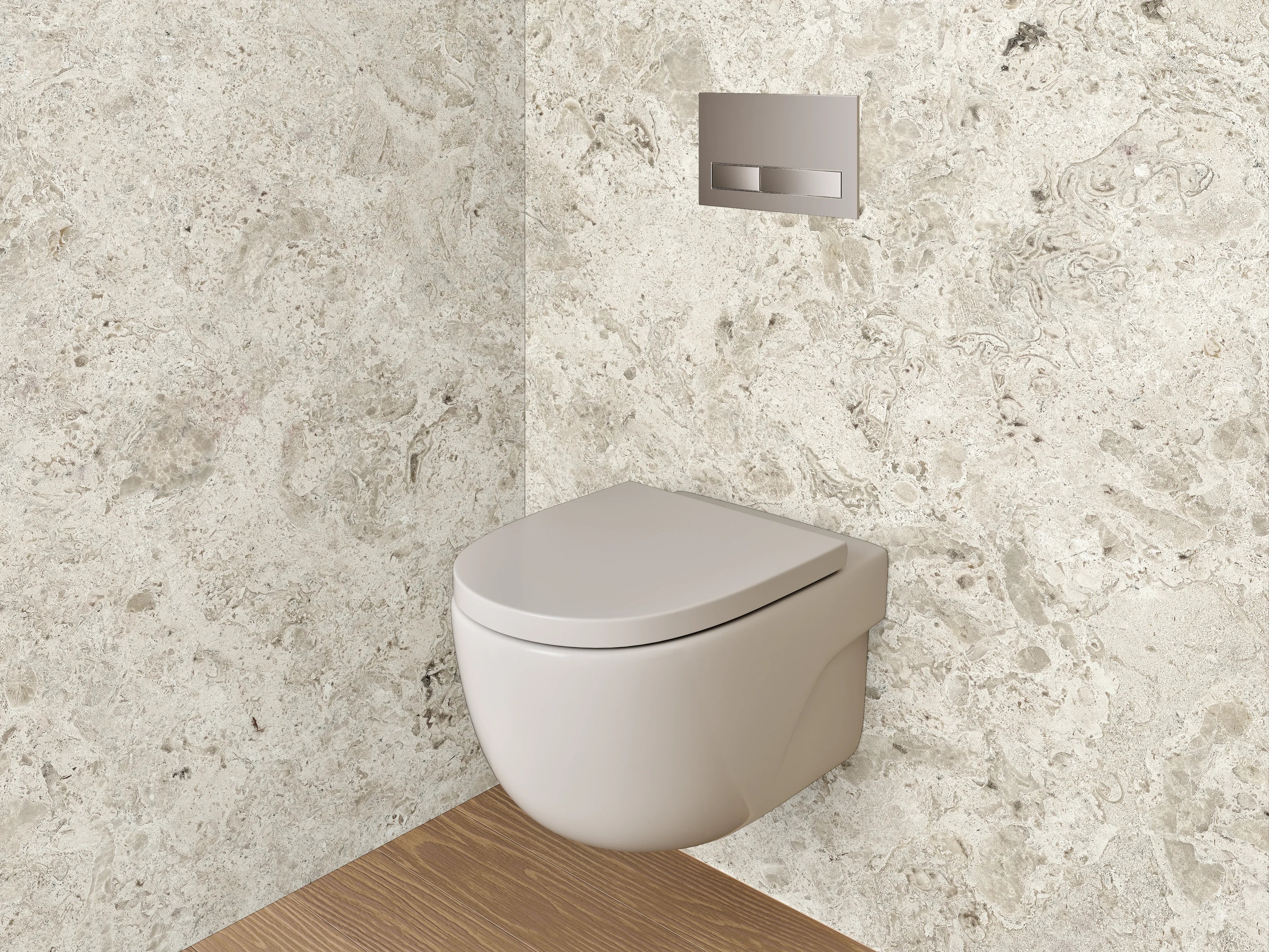 WC-Rückwand - Beiger Steinoptik Fliesendesign