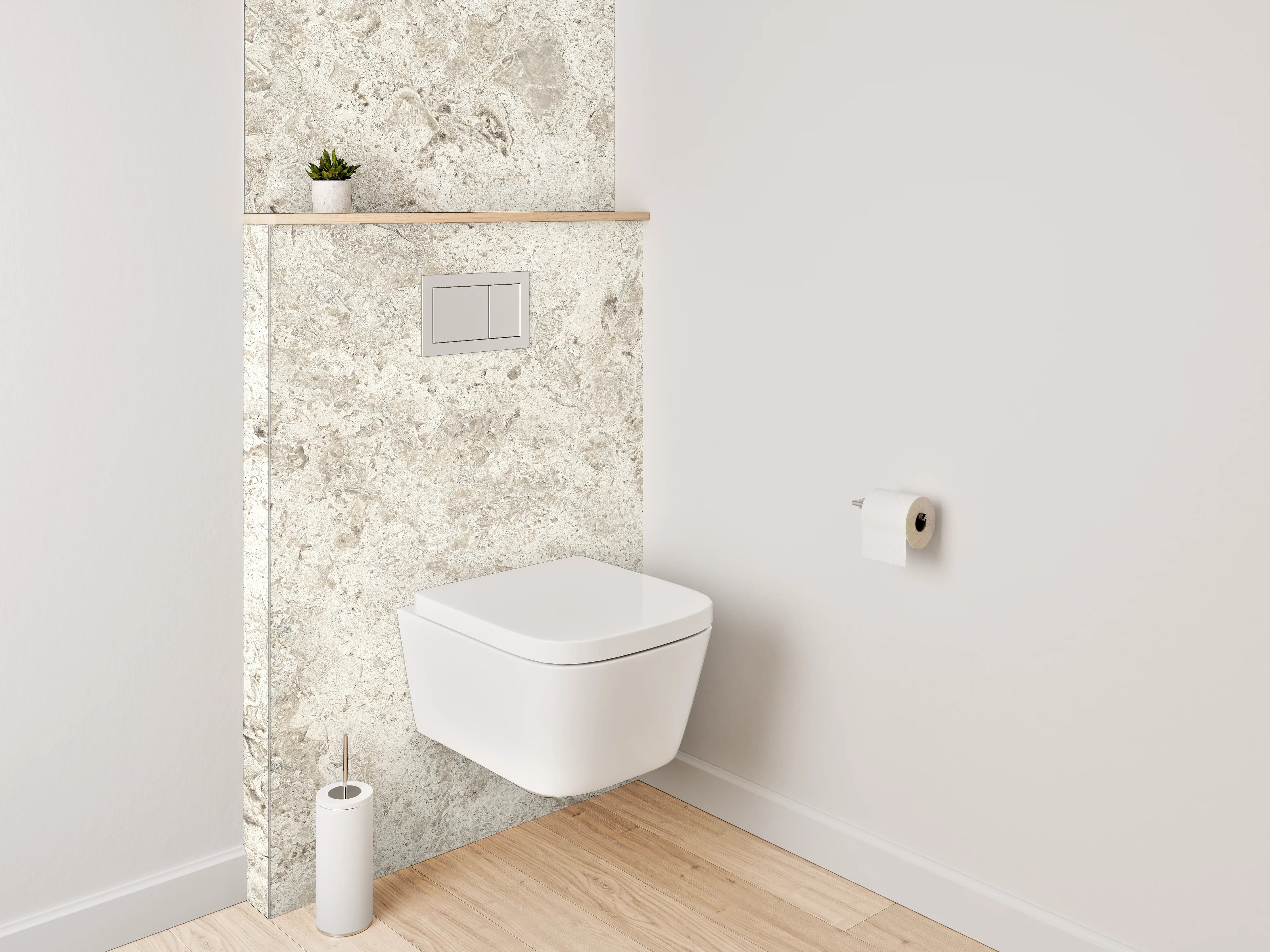 WC-Rückwand - Beiger Steinoptik Fliesendesign