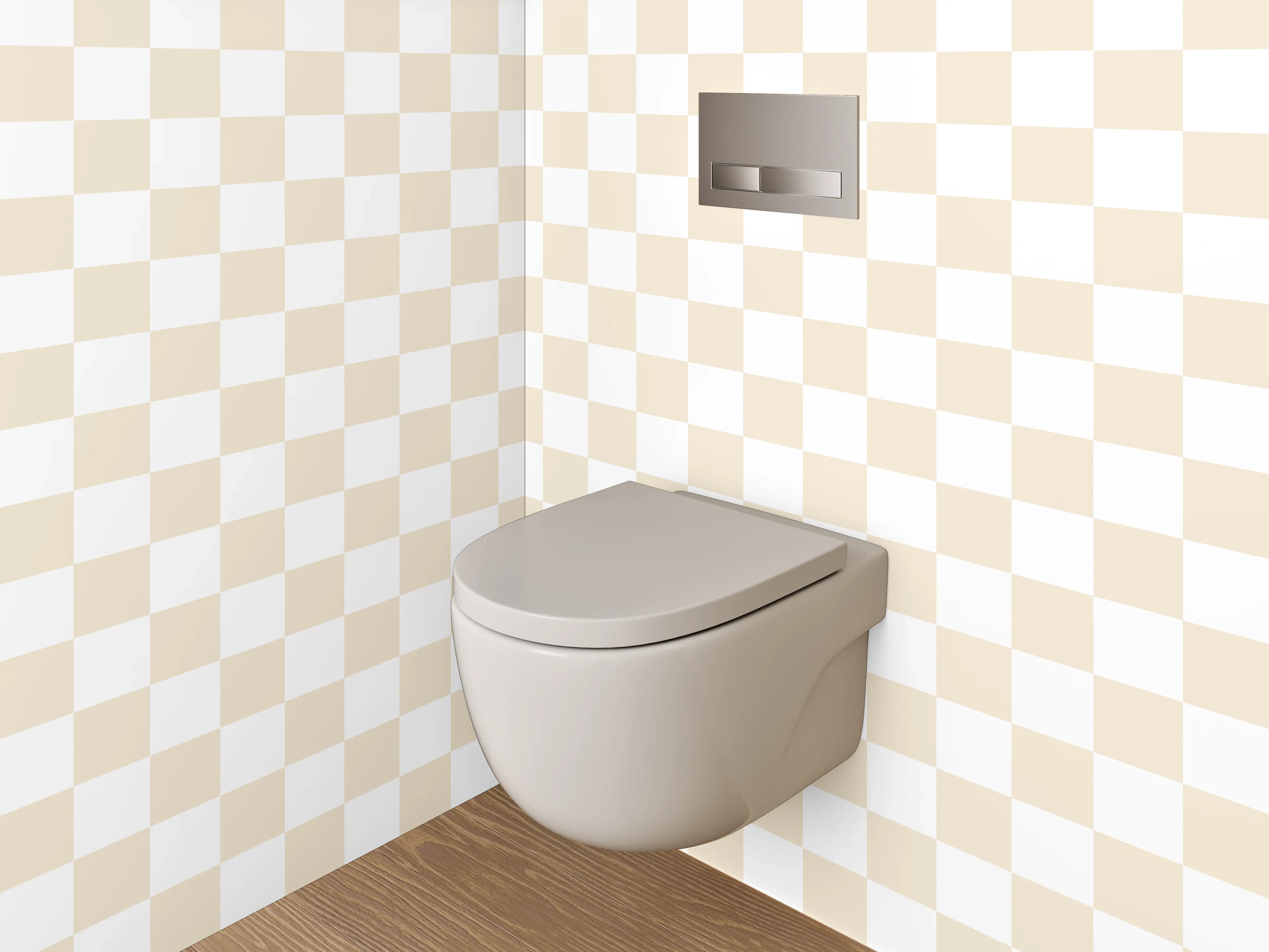 WC-Rückwand - Beiges Karomuster – Skandinavisches Design