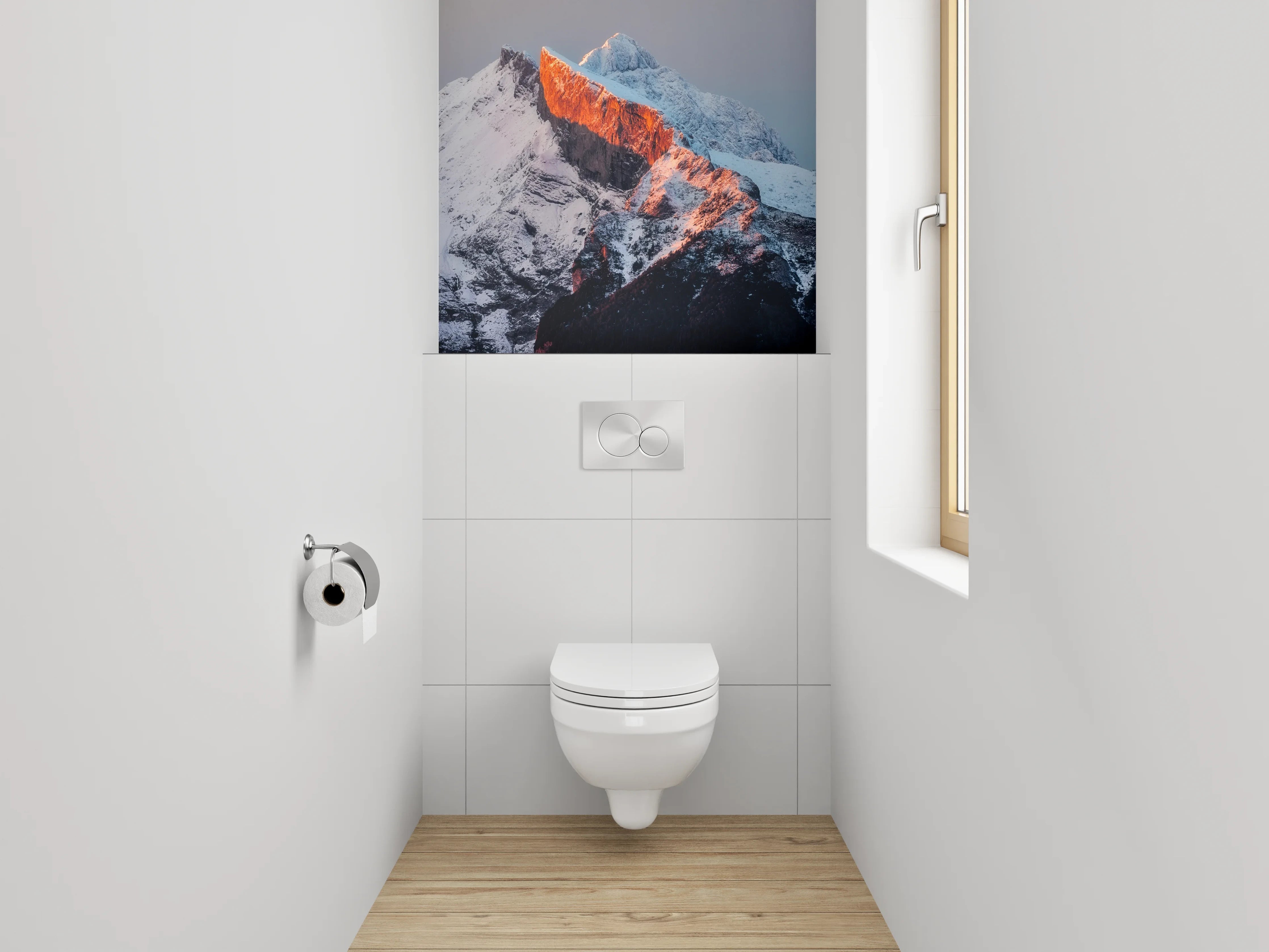 WC-Rückwand - Berggipfel im Sonnenaufgang