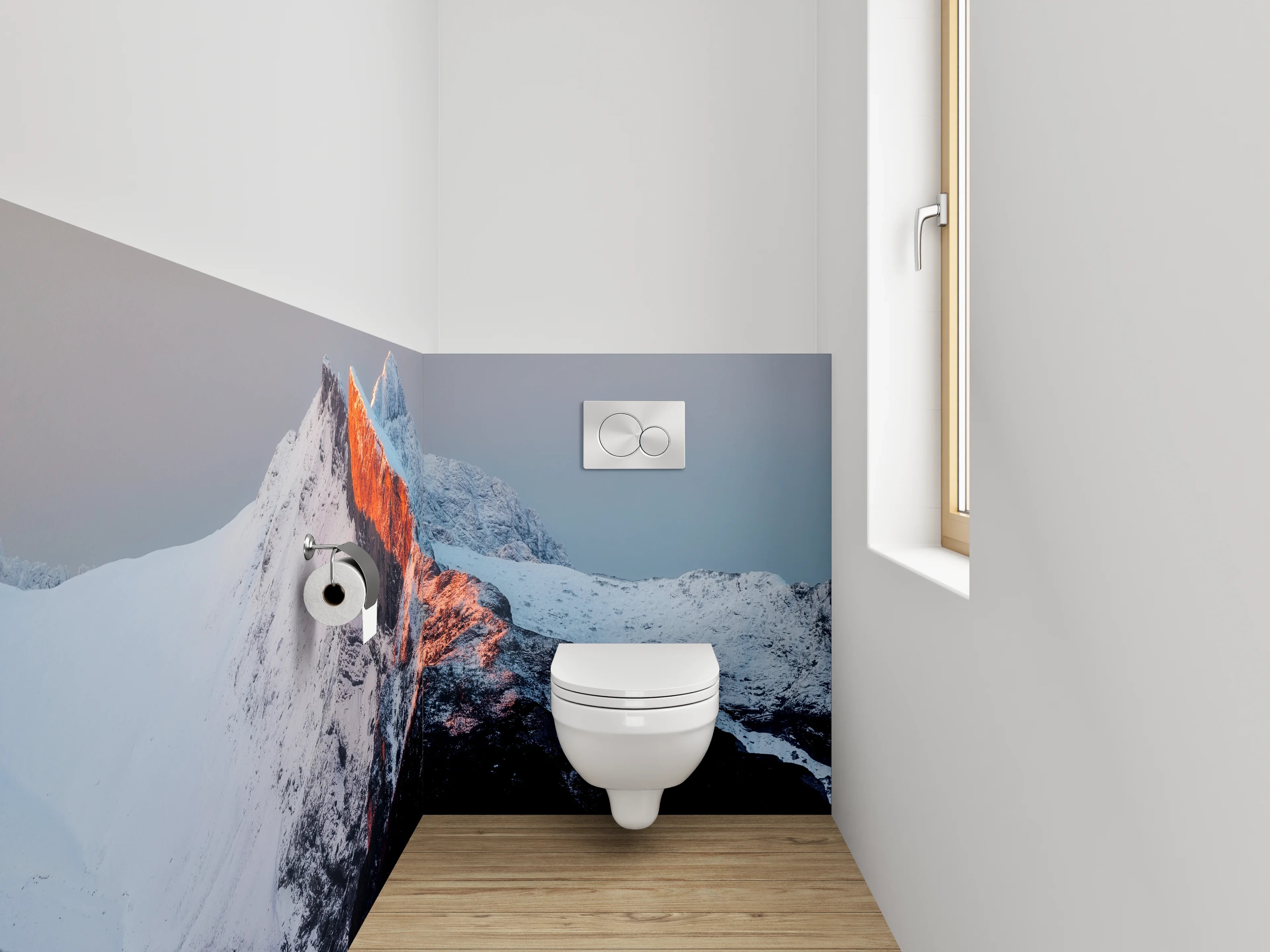 WC-Rückwand - Berggipfel im Sonnenaufgang