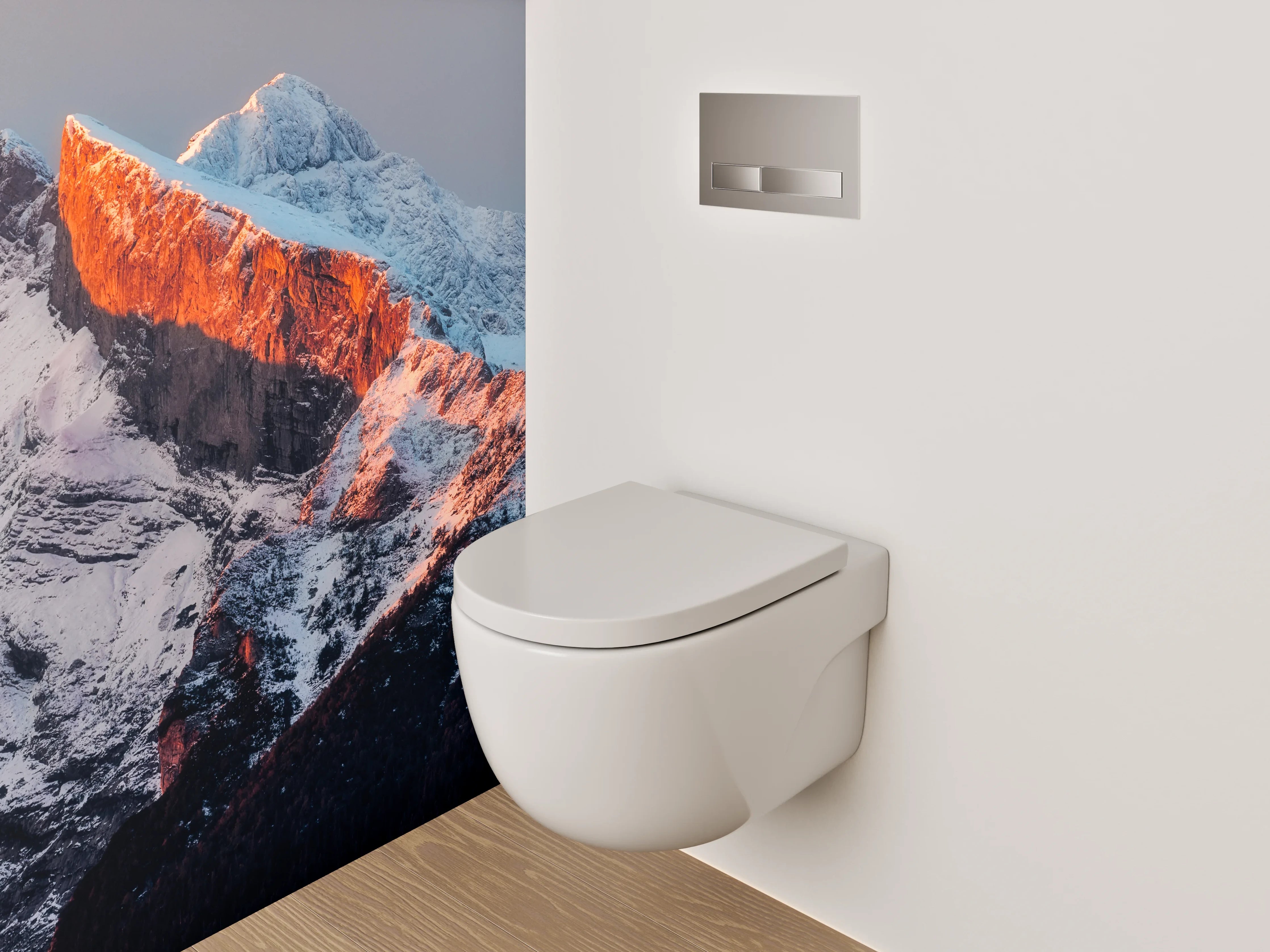 WC-Rückwand - Berggipfel im Sonnenaufgang