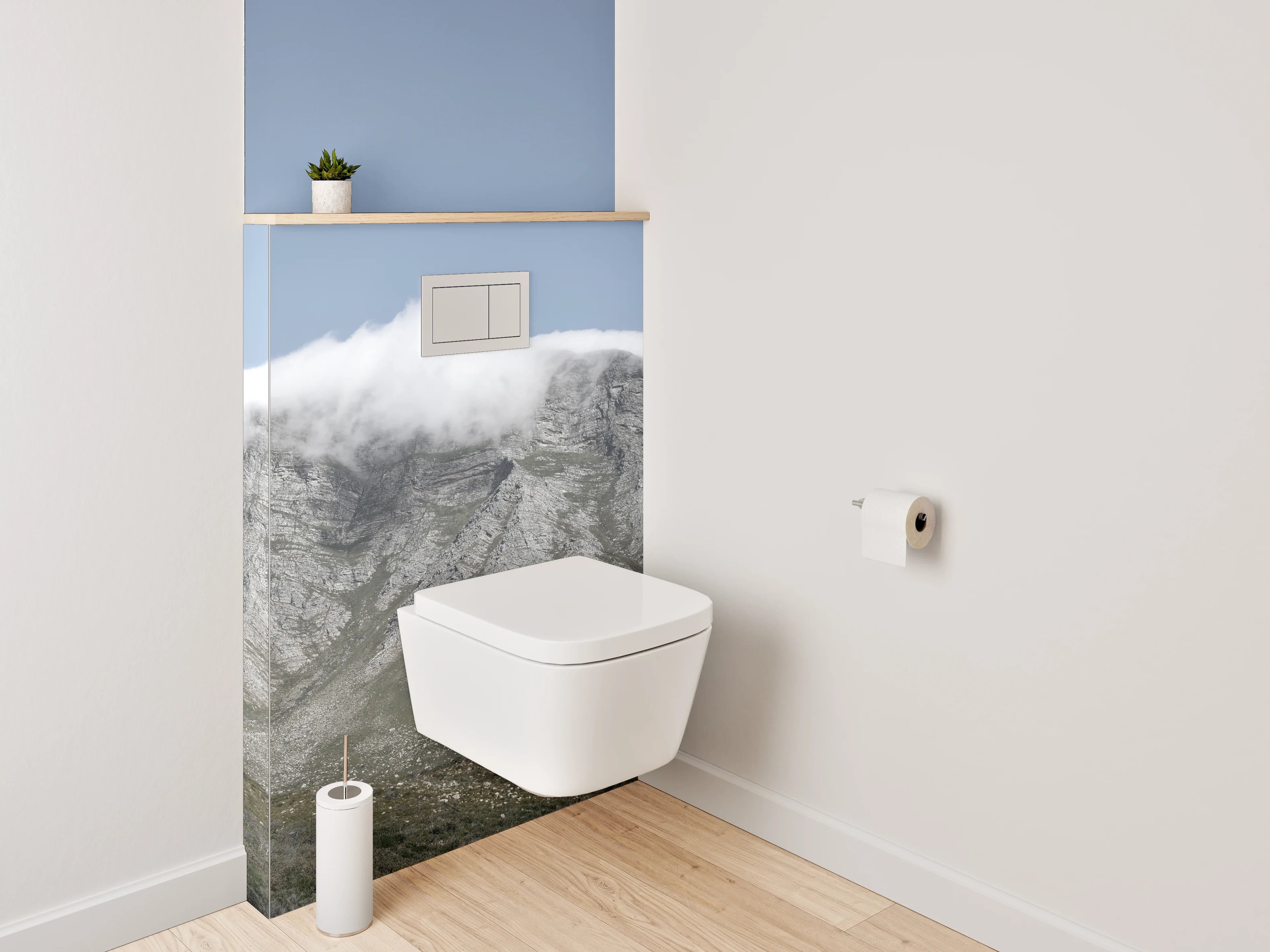 WC-Rückwand - Berggipfel im sanften Wolkenkleid
