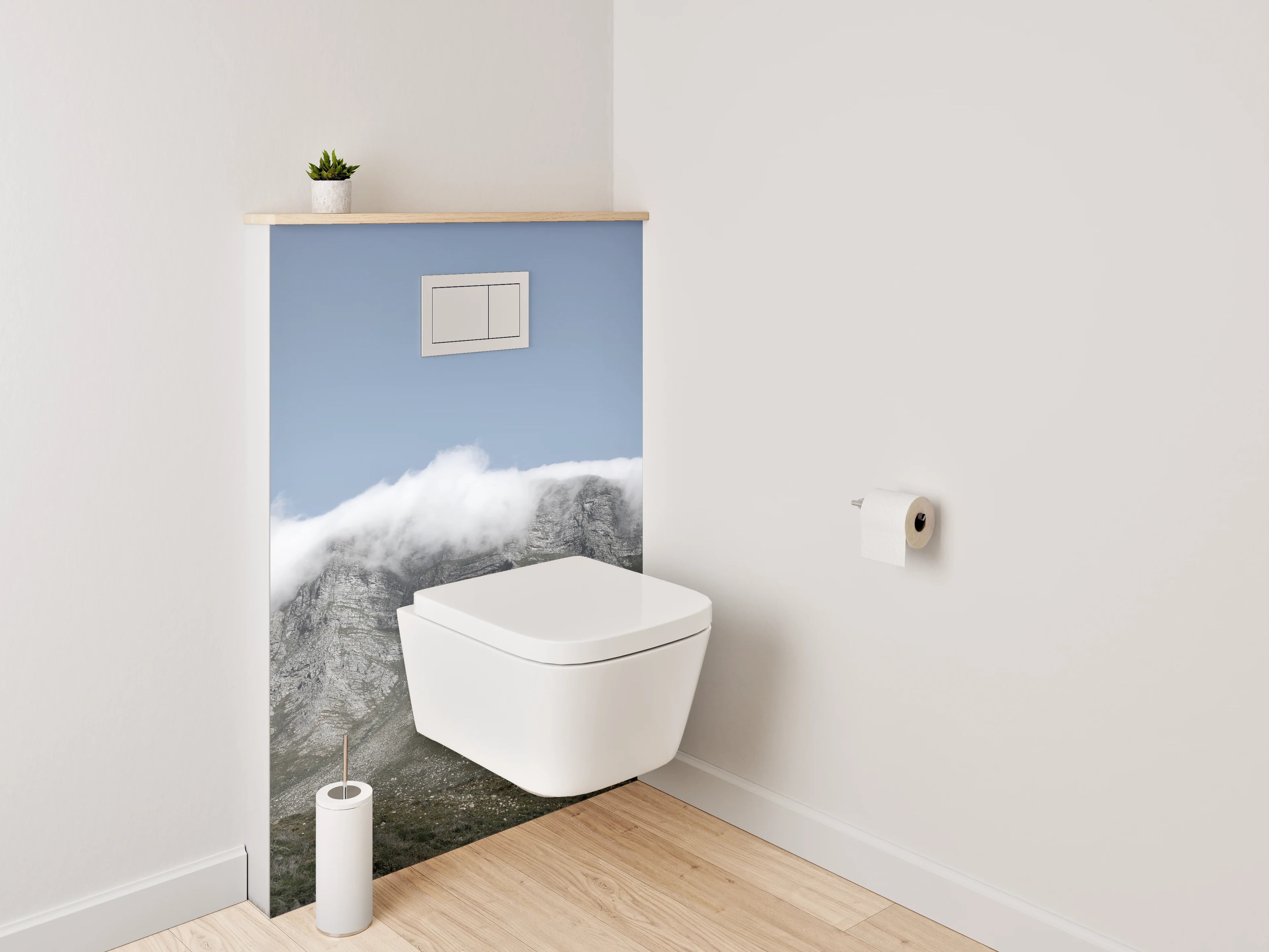 WC-Rückwand - Berggipfel im sanften Wolkenkleid