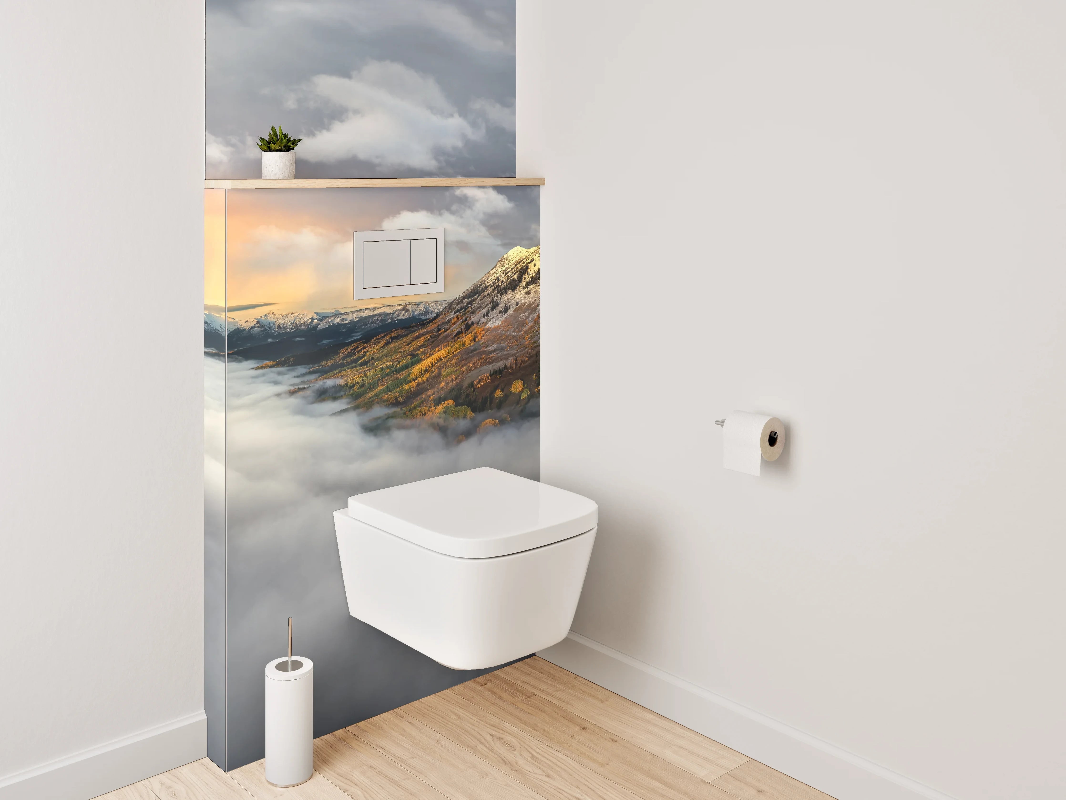 WC-Rückwand - Berglandschaft im Wolkenmeer Sonnenuntergang