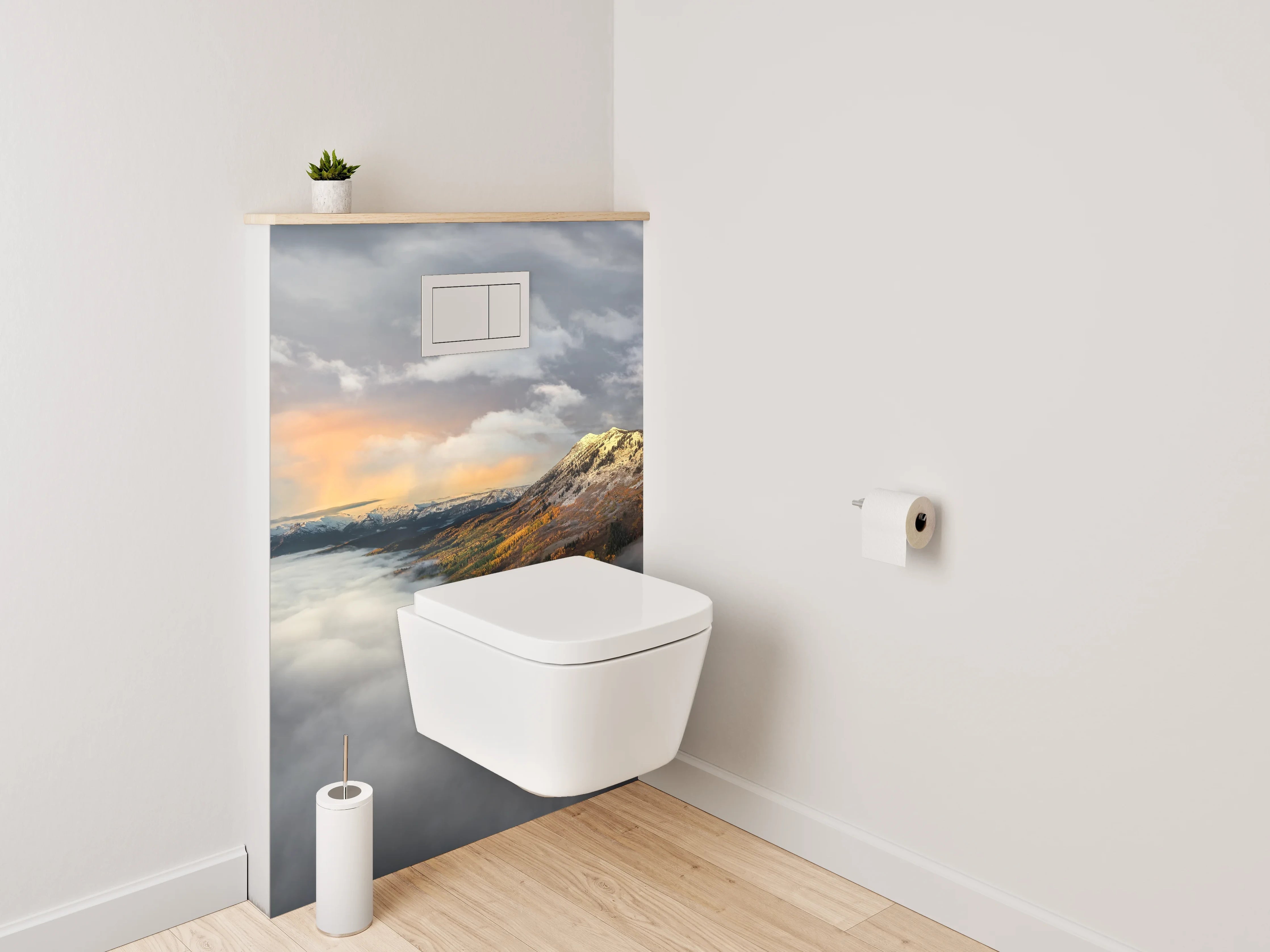 WC-Rückwand - Berglandschaft im Wolkenmeer Sonnenuntergang