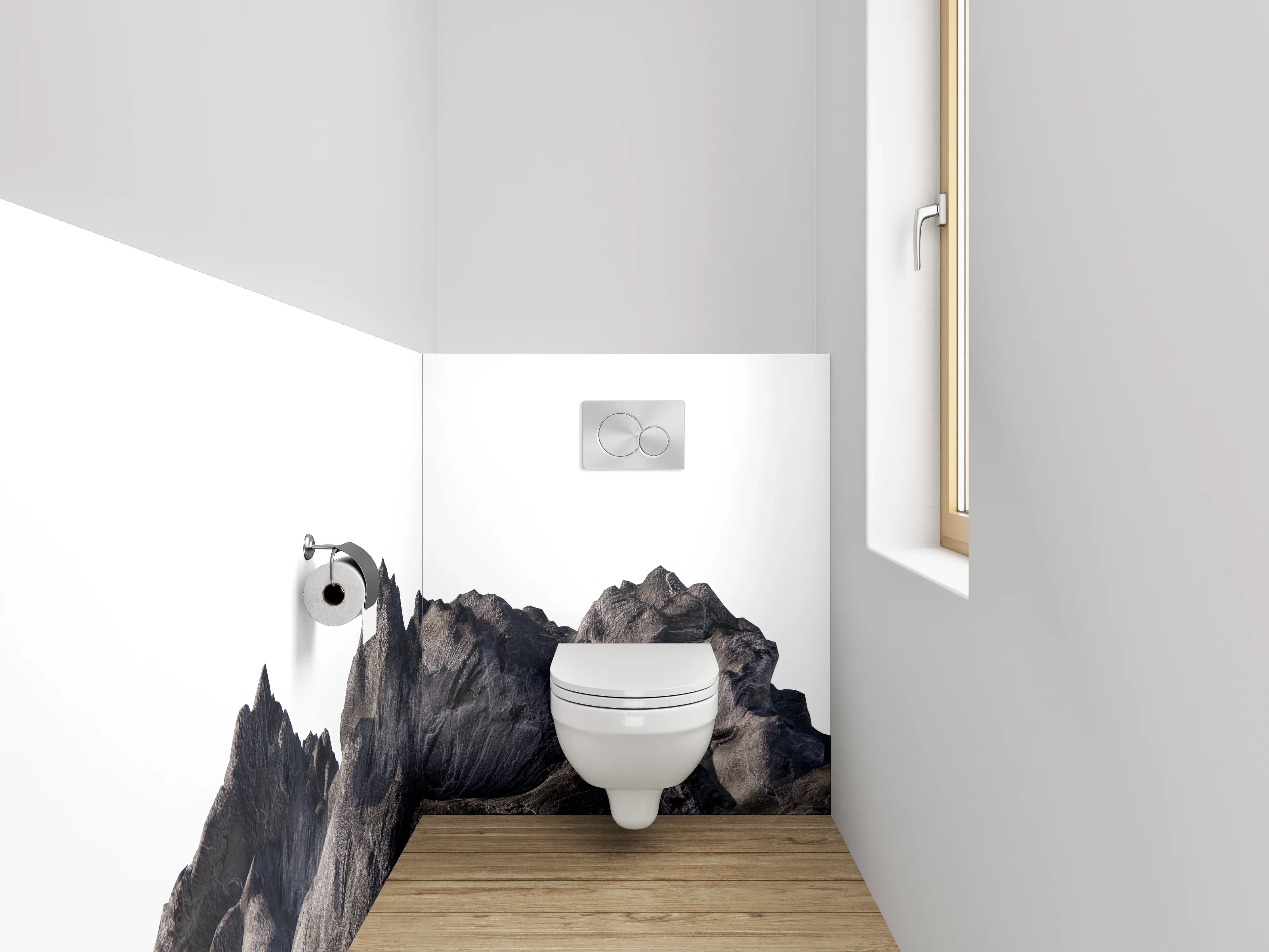 WC-Rückwand - Berglandschaft in Steinoptik