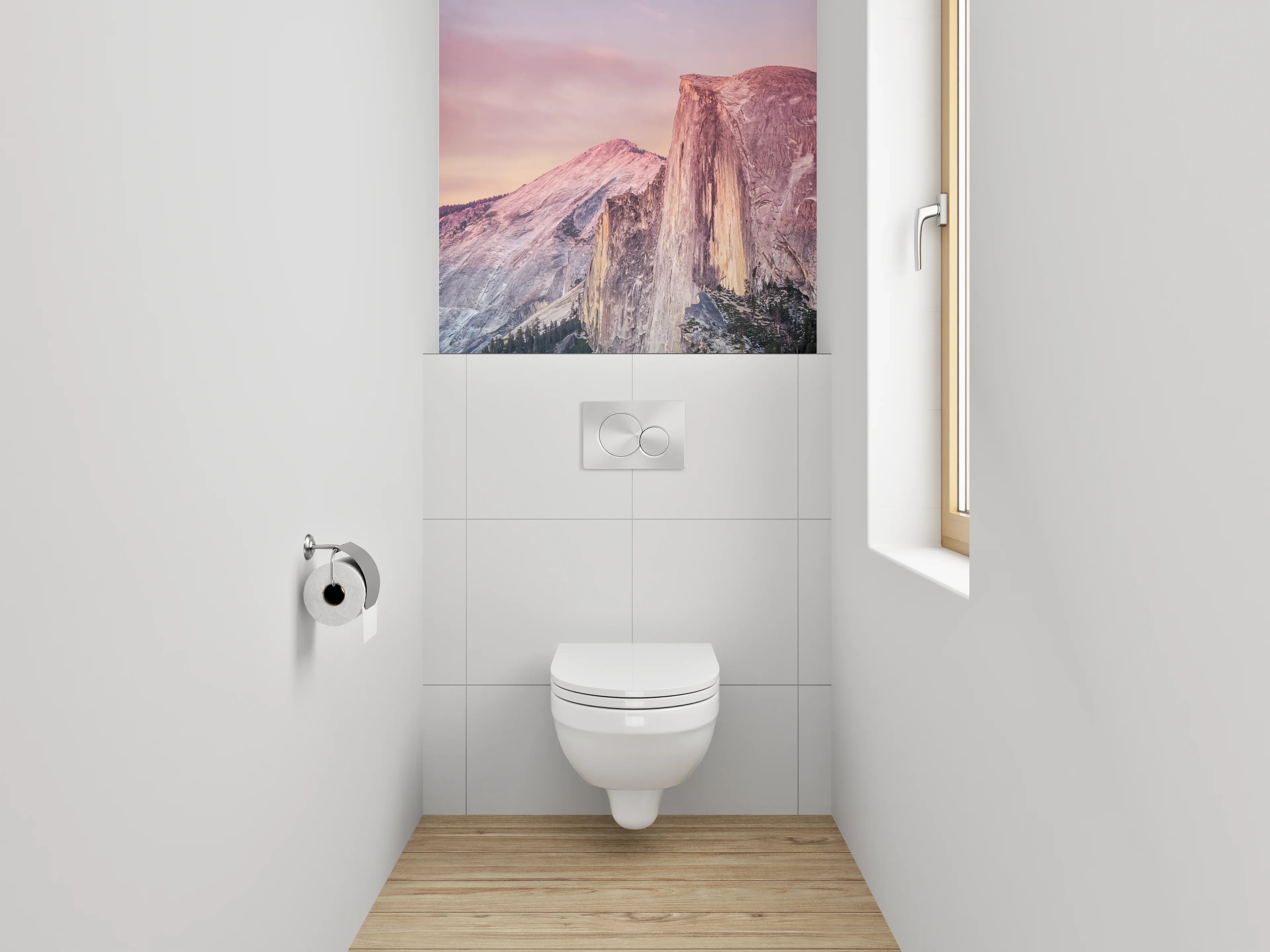 WC-Rückwand - Bergpanorama mit Sonnenuntergang