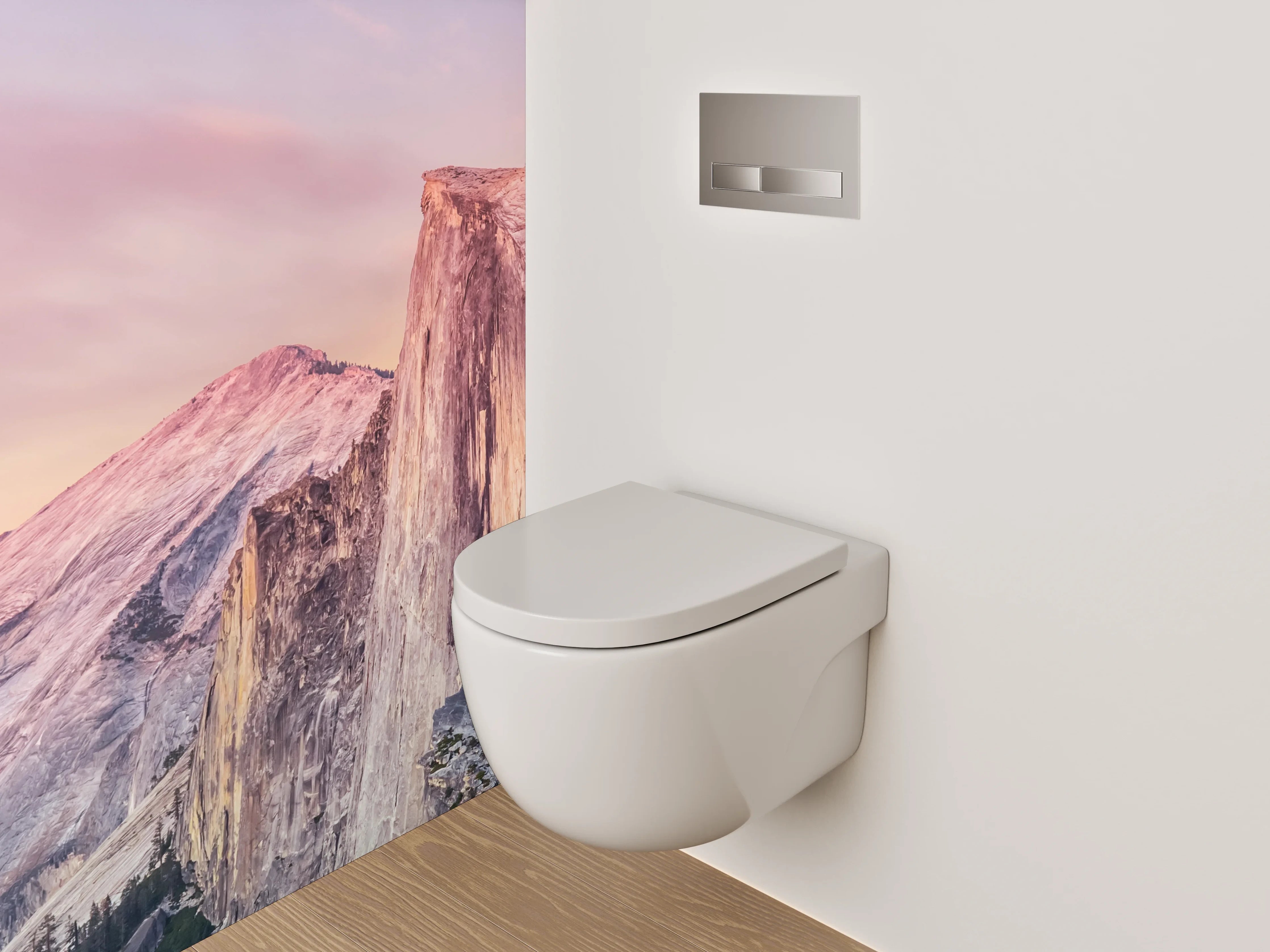 WC-Rückwand - Bergpanorama mit Sonnenuntergang