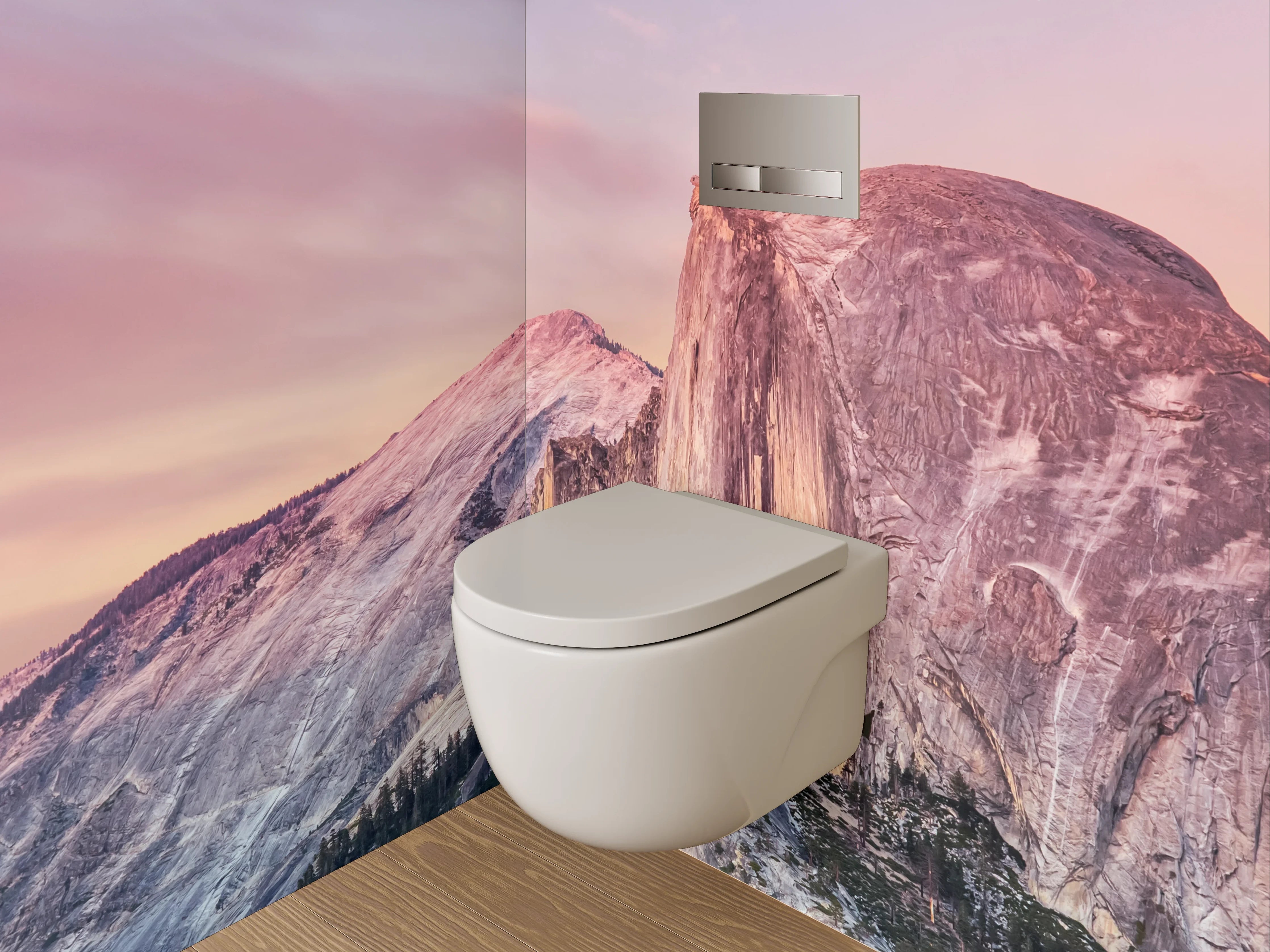 WC-Rückwand - Bergpanorama mit Sonnenuntergang
