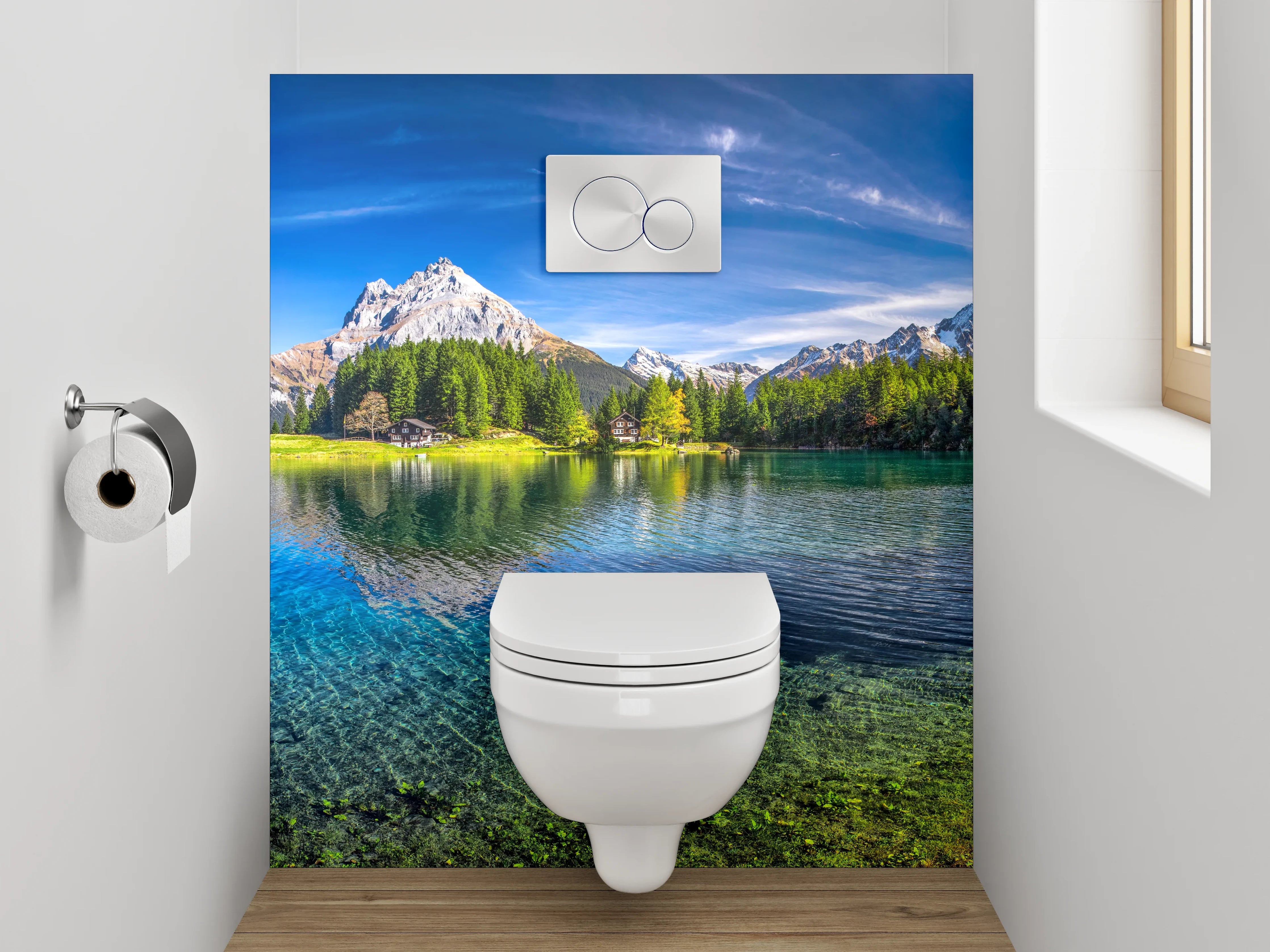 WC-Rückwand - Bergsee Panorama Alpen Landschaft