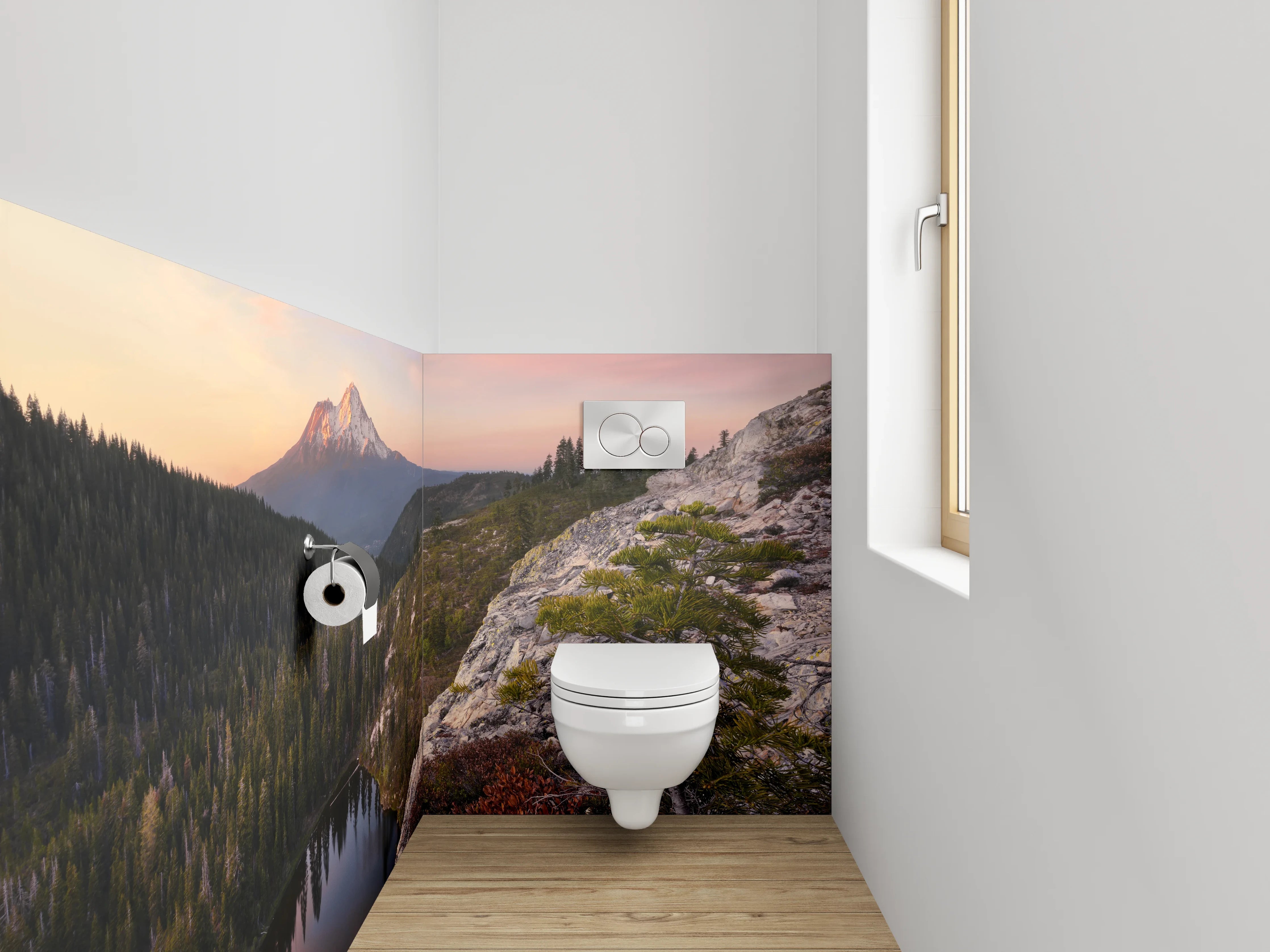 WC-Rückwand - Bergsee Panorama Sonnenuntergang