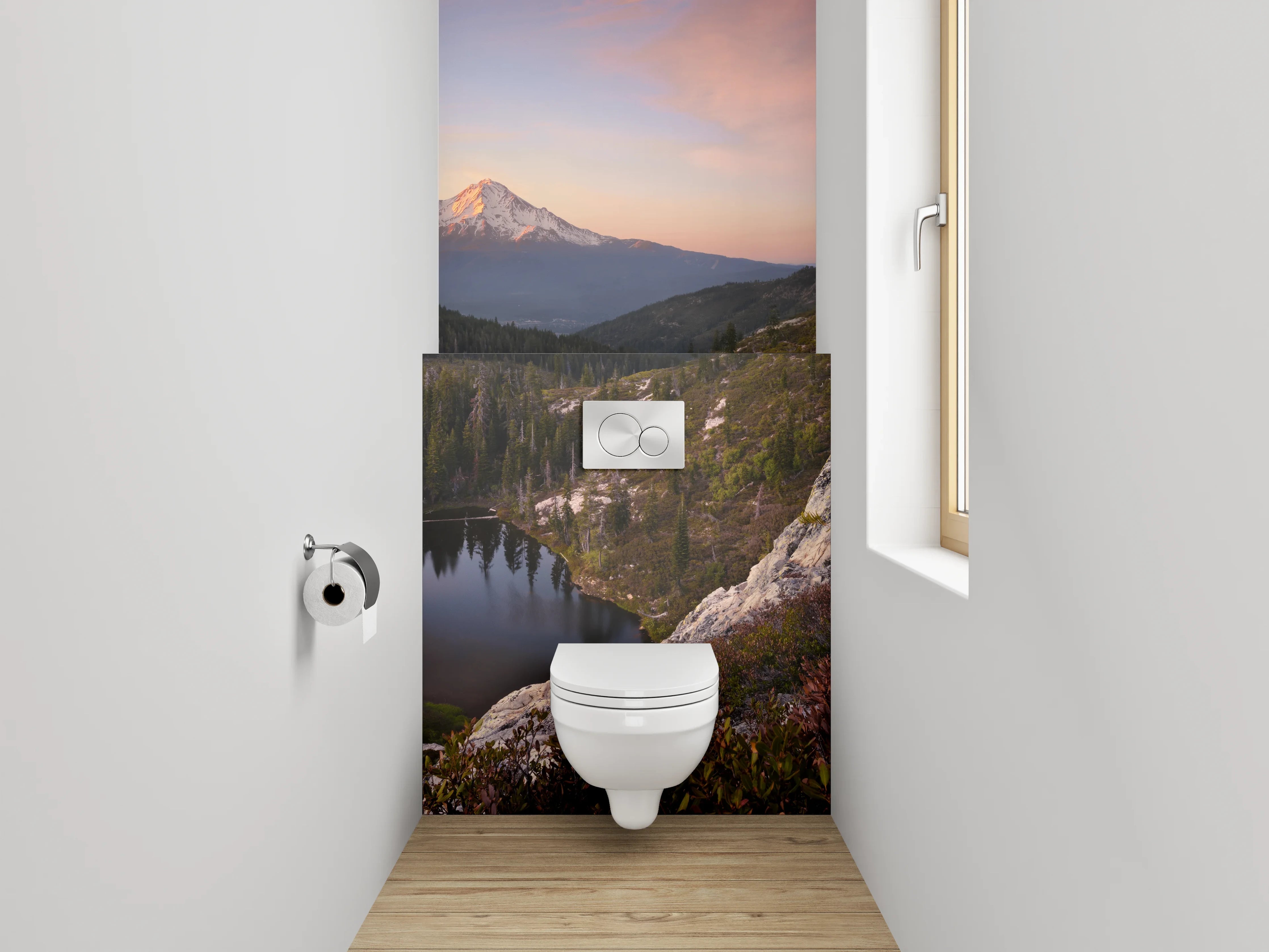 WC-Rückwand - Bergsee Panorama Sonnenuntergang