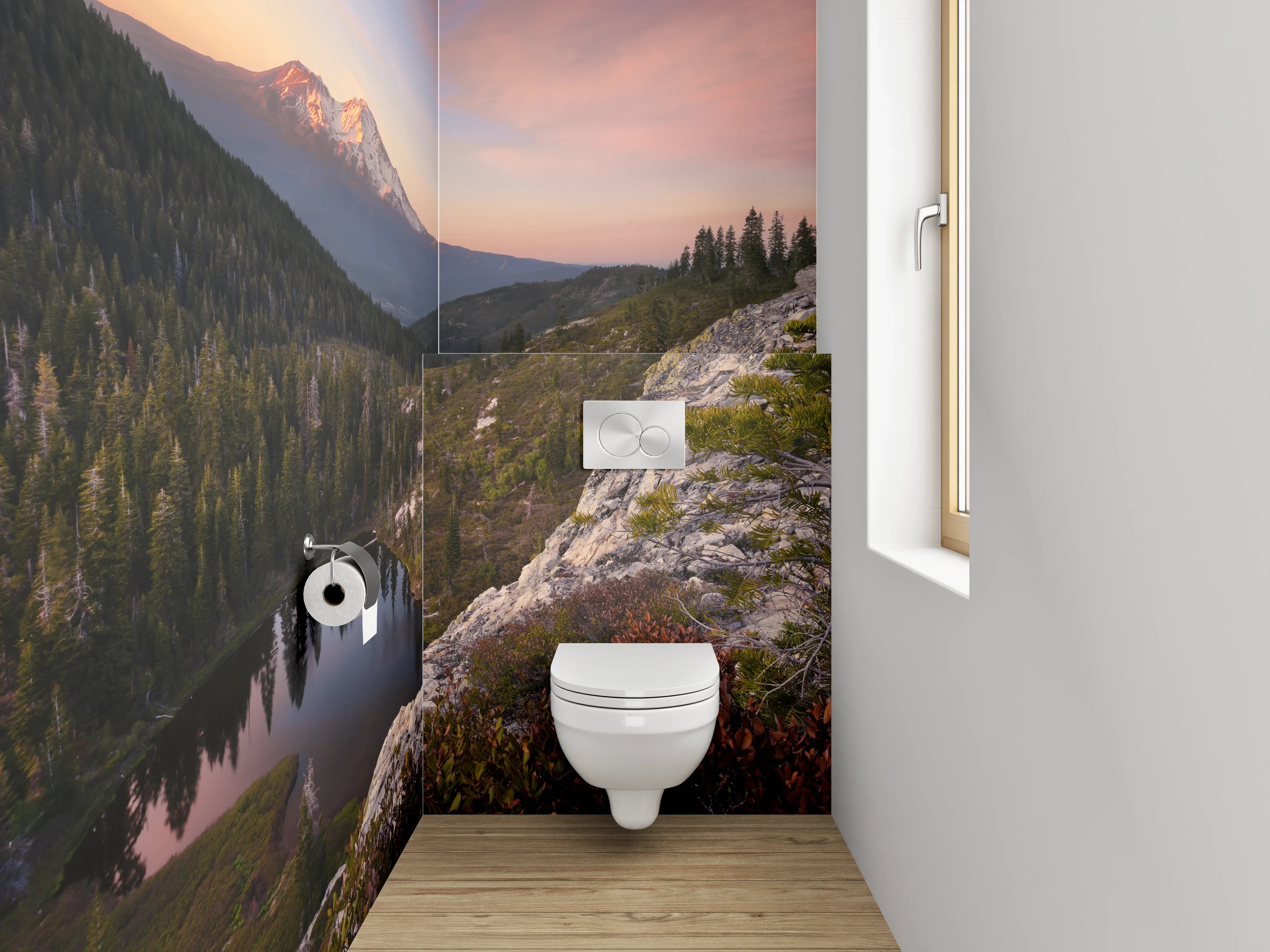 WC-Rückwand - Bergsee Panorama Sonnenuntergang