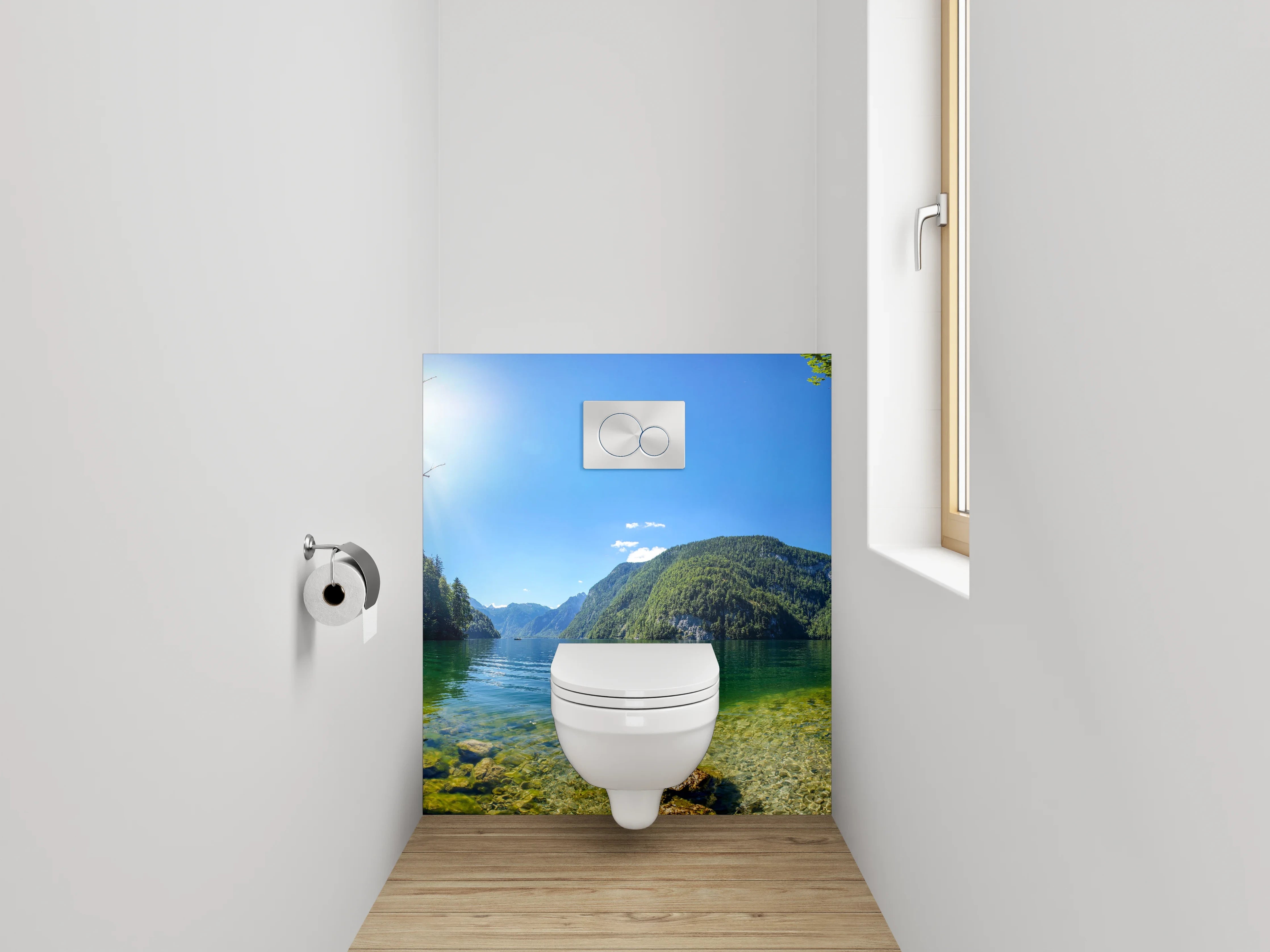 WC-Rückwand - Bergsee Panorama mit kristallklarem Wasser