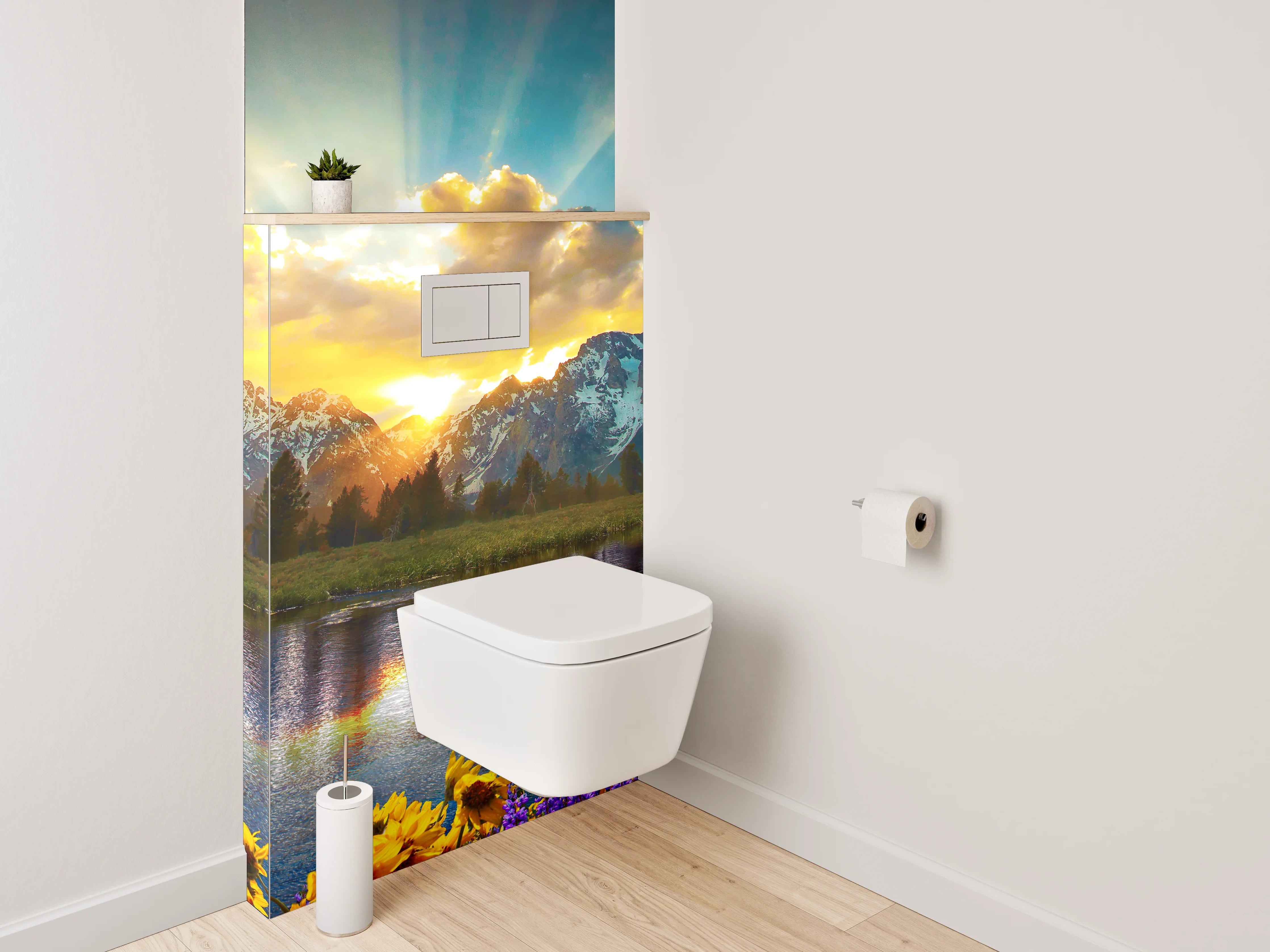 WC-Rückwand - Bergsee Sonnenaufgang Panorama