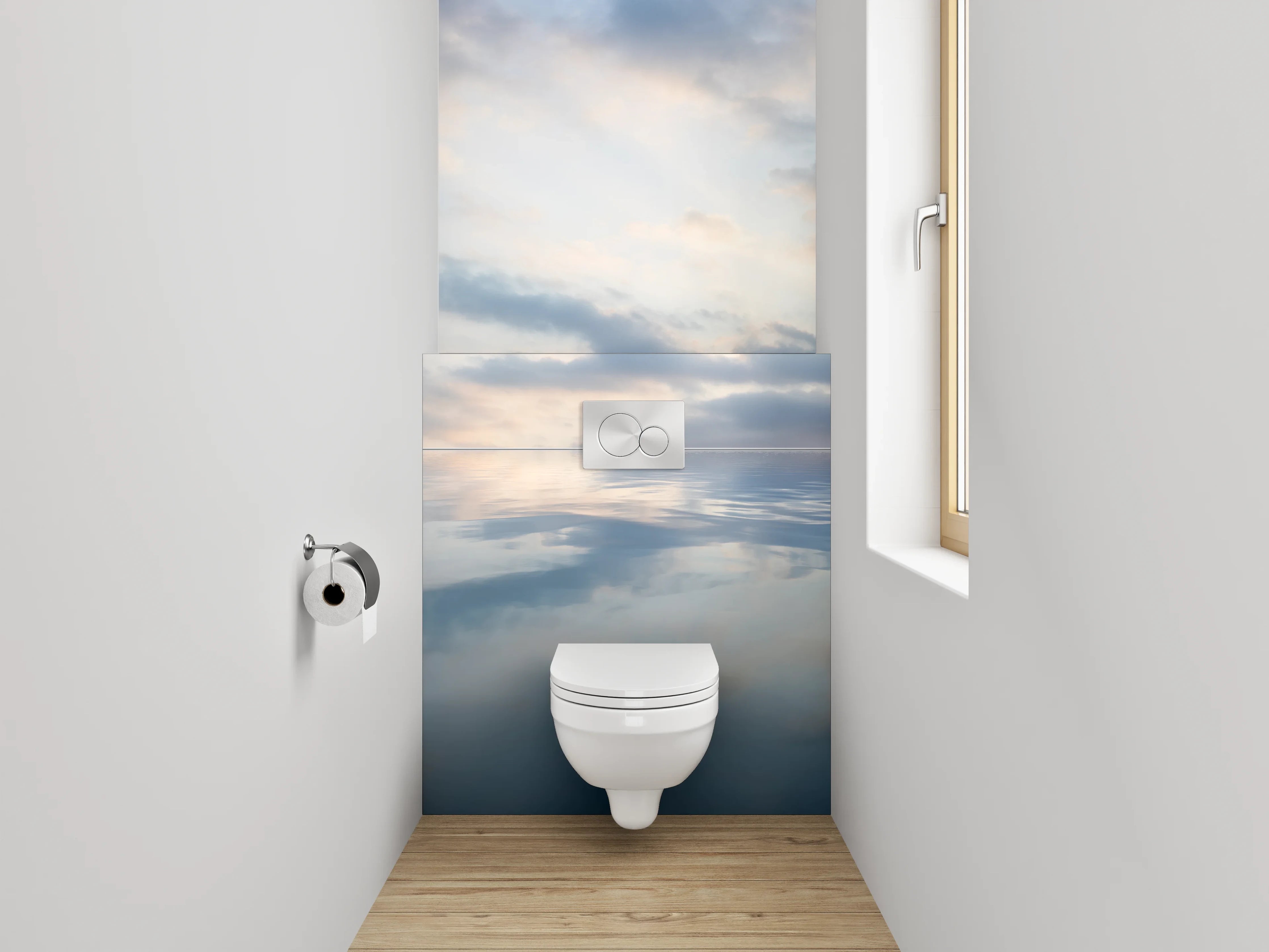 WC-Rückwand - Beruhigende Meeresstimmung in Pastell
