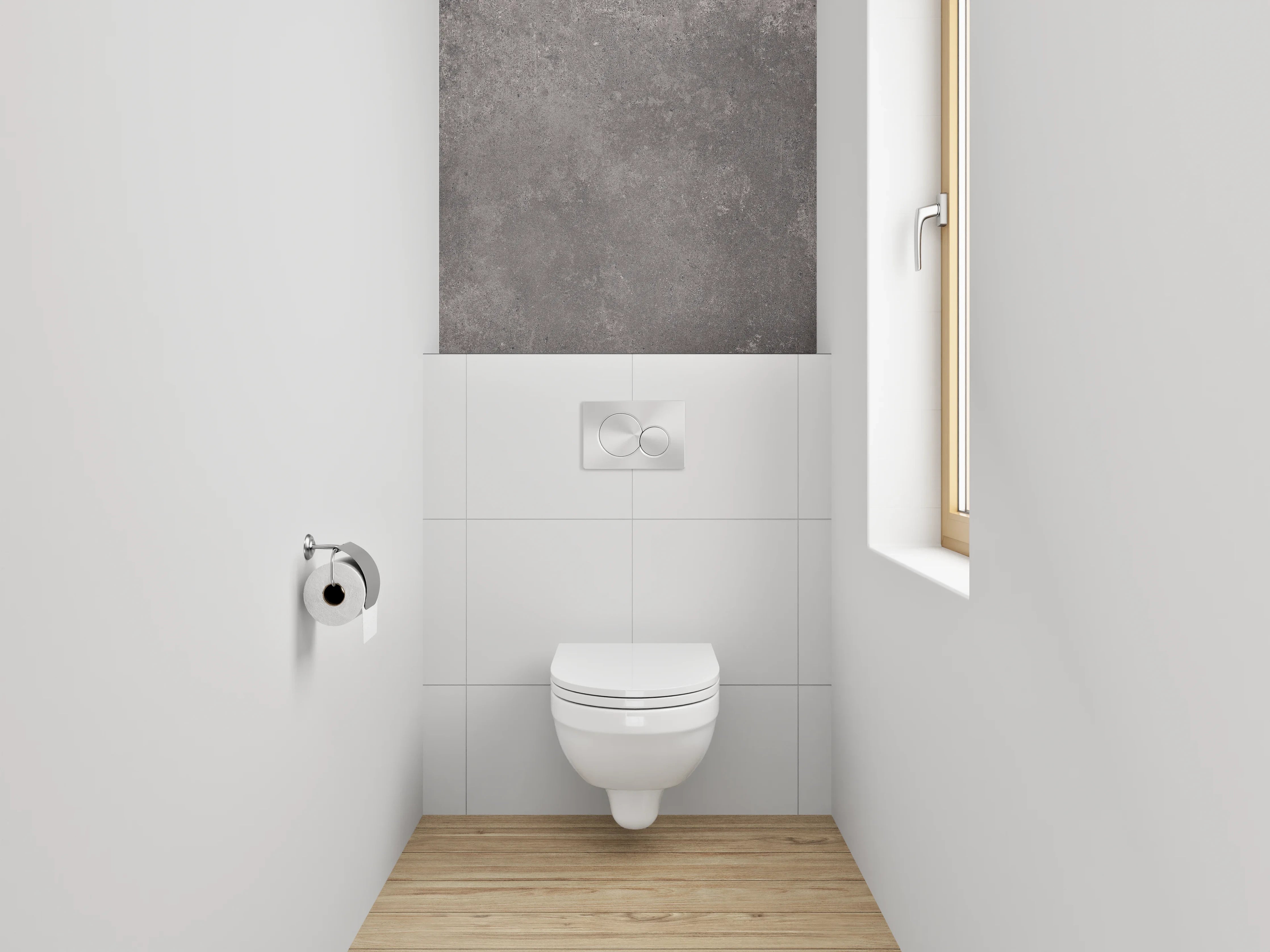 WC-Rückwand - Beton-Optik Grau Fliese Dekor