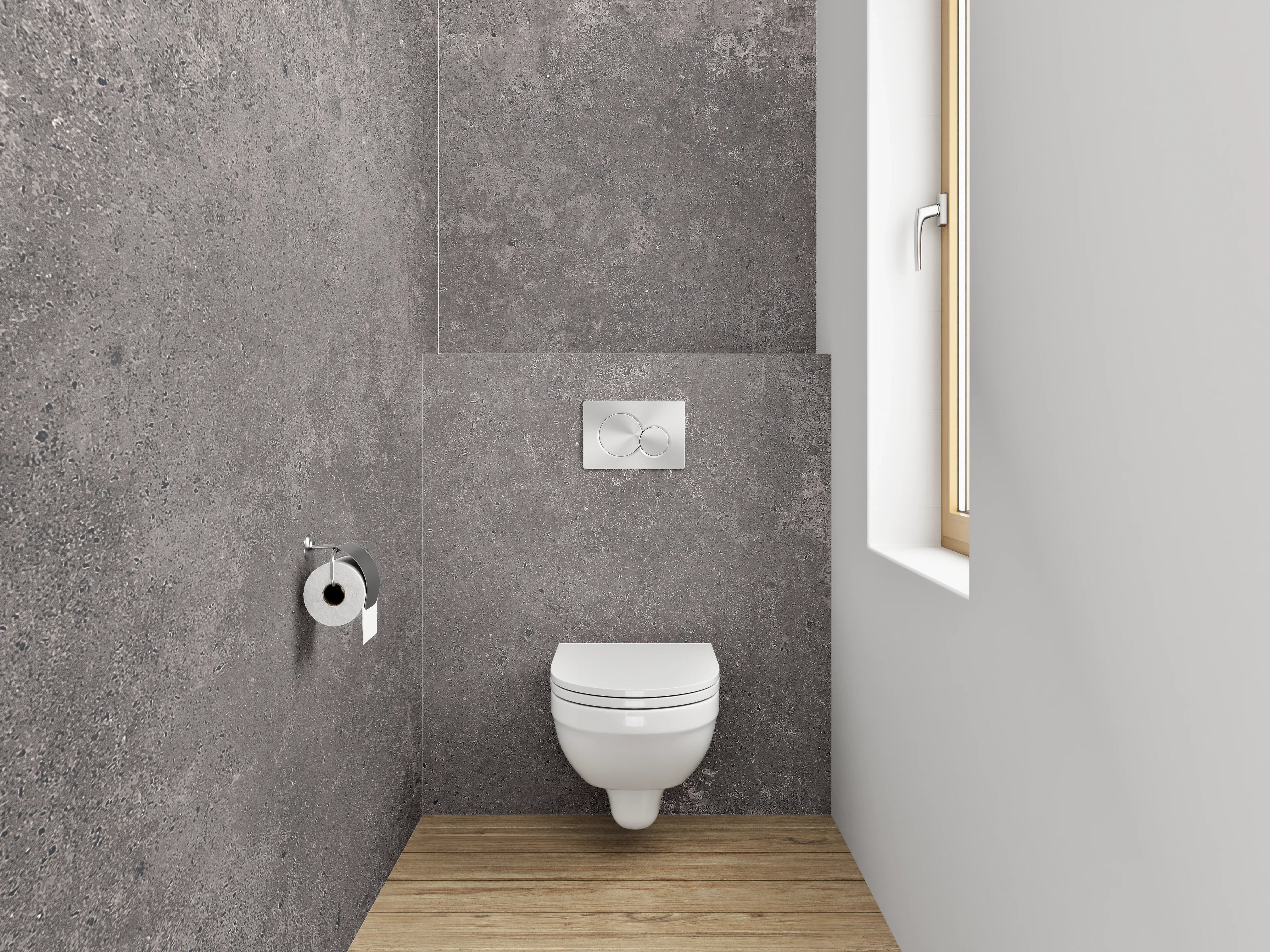 WC-Rückwand - Beton-Optik Grau Fliese Dekor