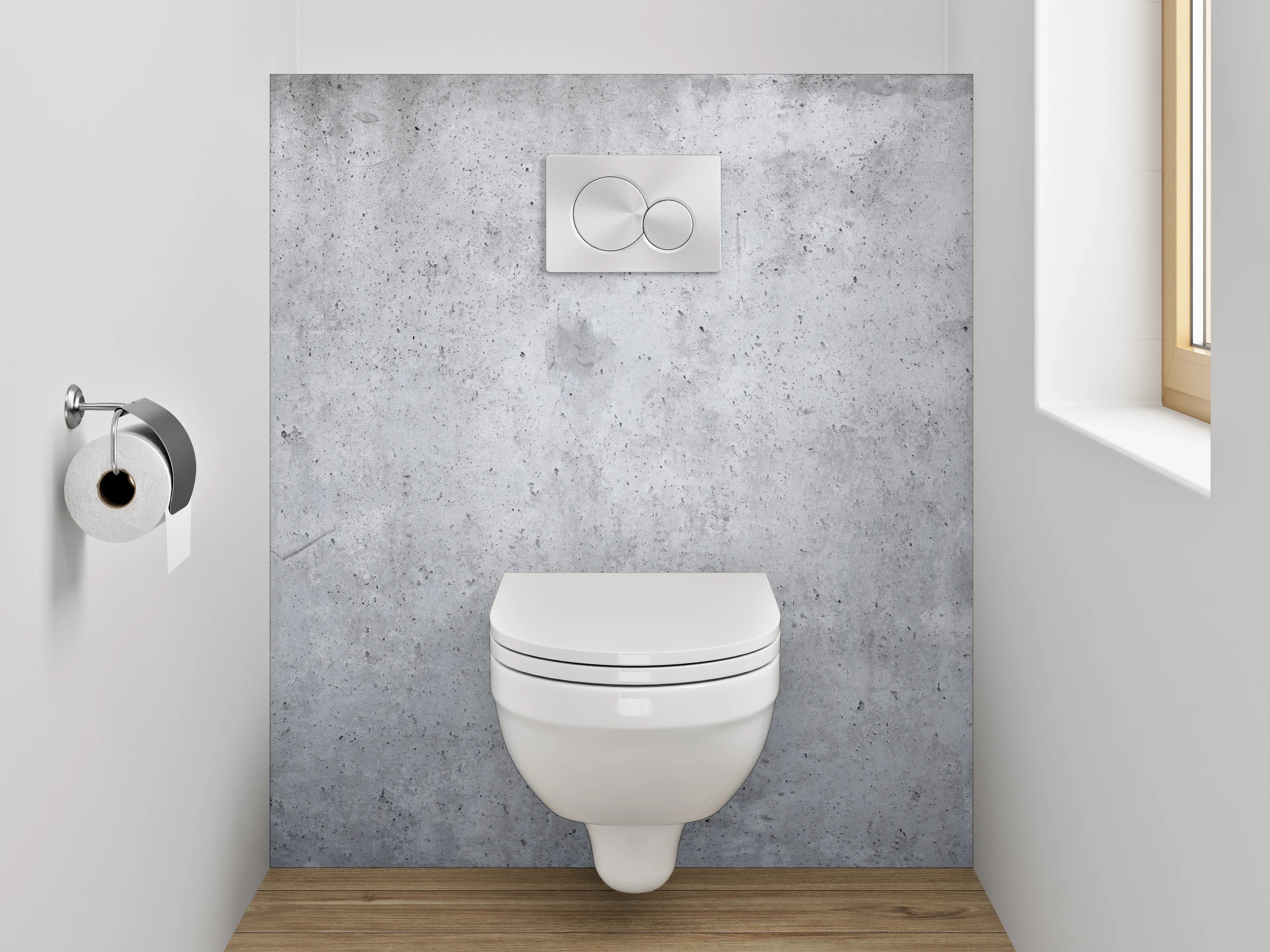 WC-Rückwand - Beton-Optik Wandbild Weiß Grau