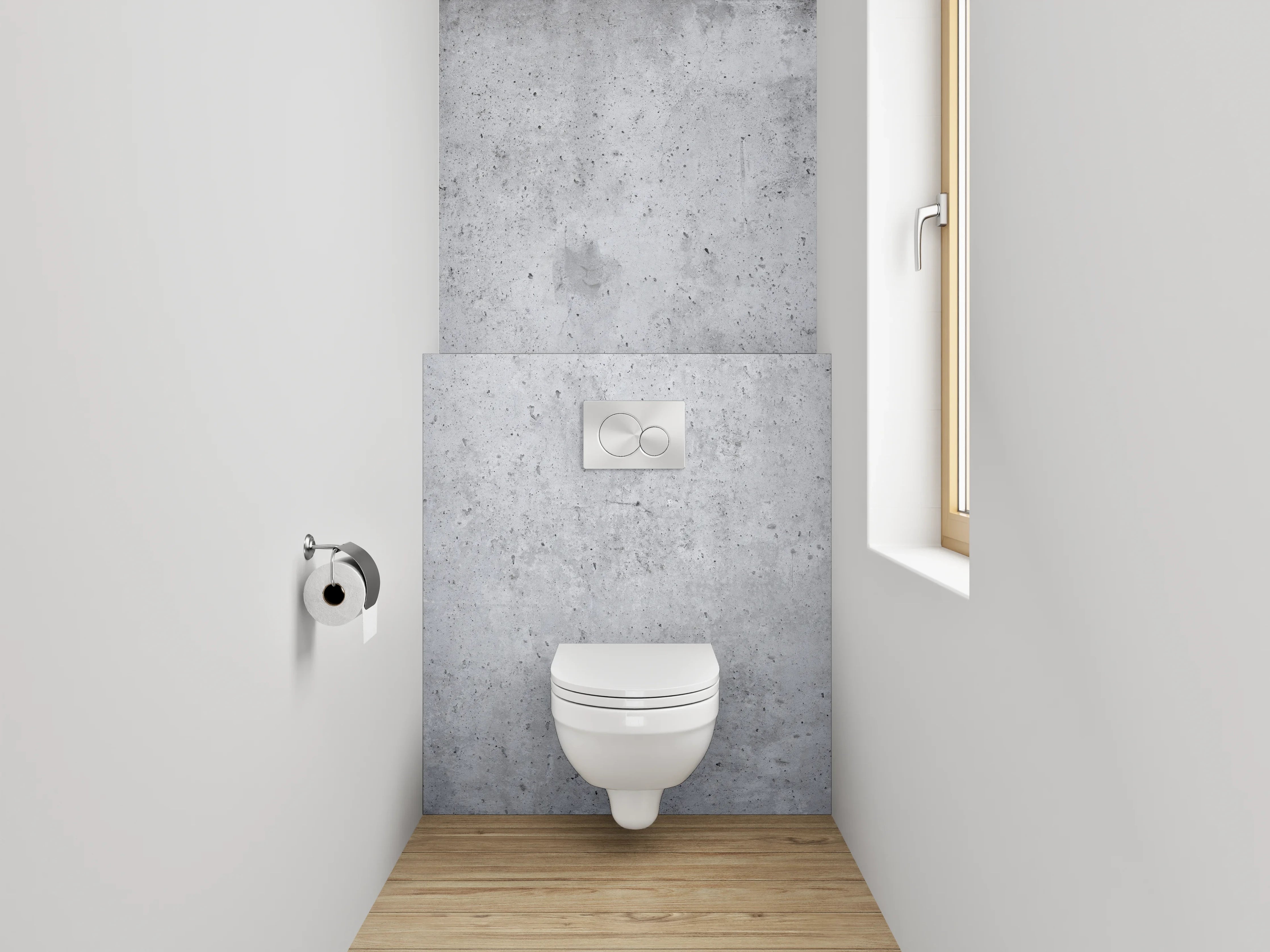 WC-Rückwand - Beton-Optik Wandbild Weiß Grau