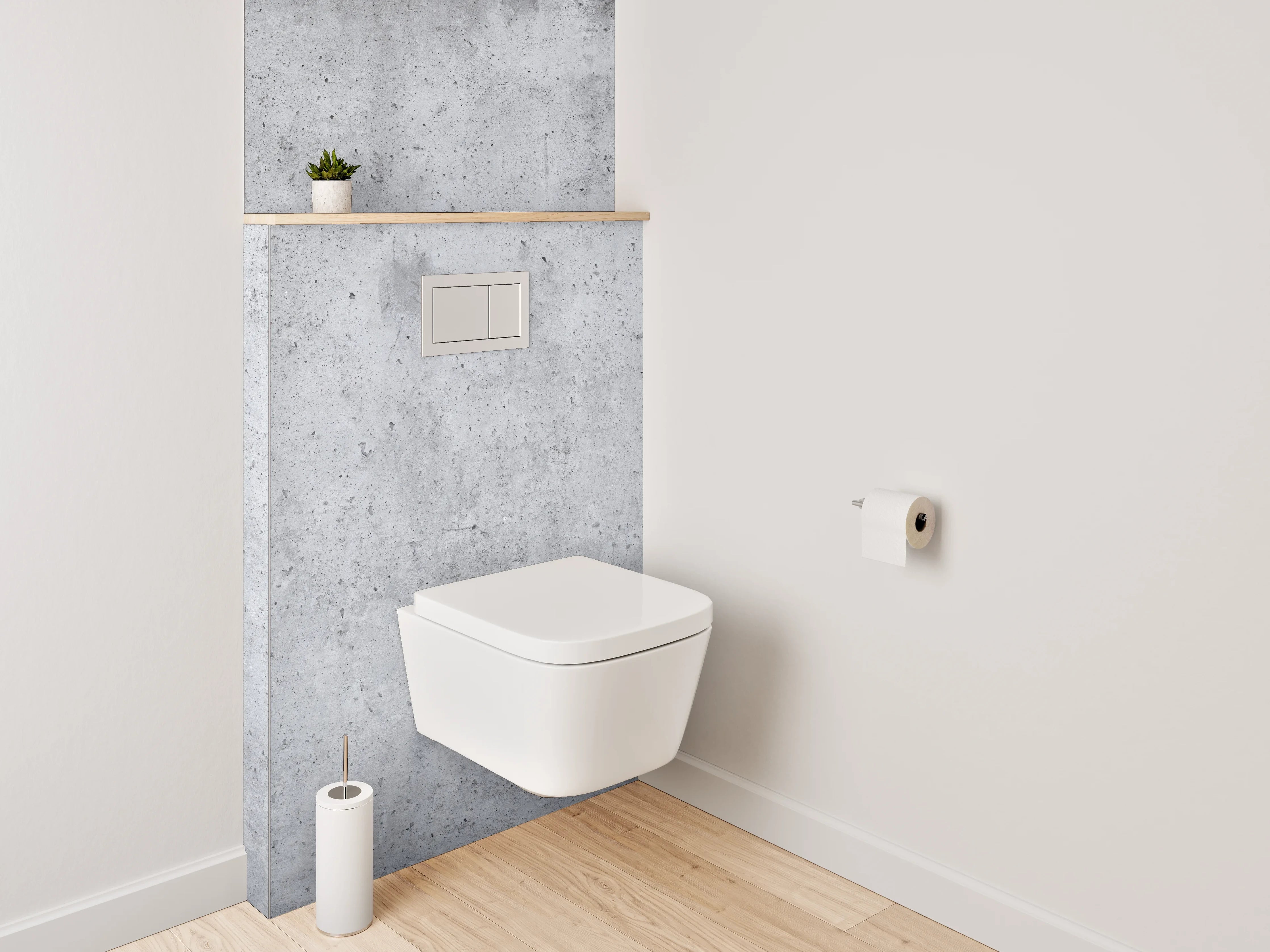 WC-Rückwand - Beton-Optik Wandbild Weiß Grau