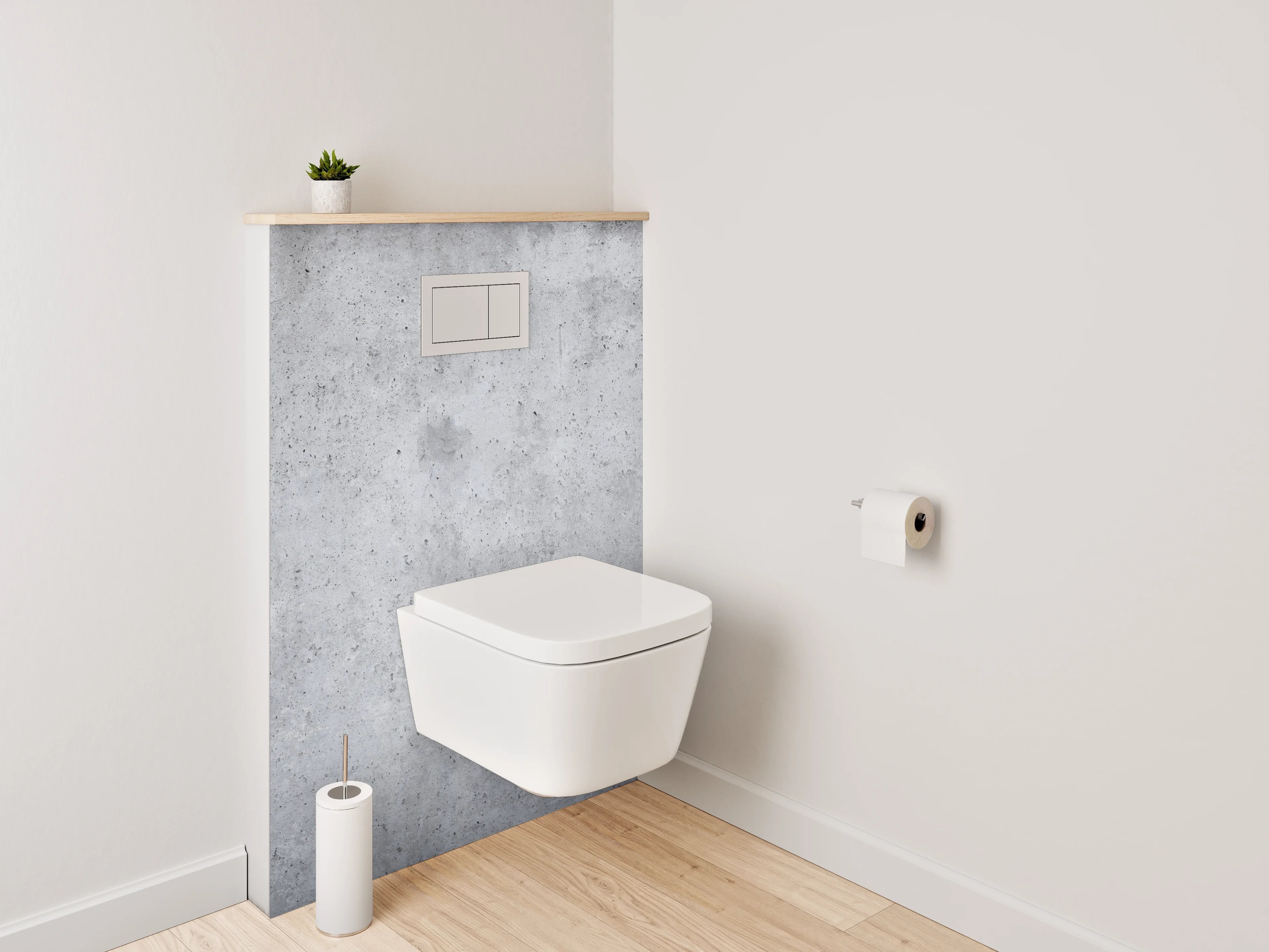 WC-Rückwand - Beton-Optik Wandbild Weiß Grau