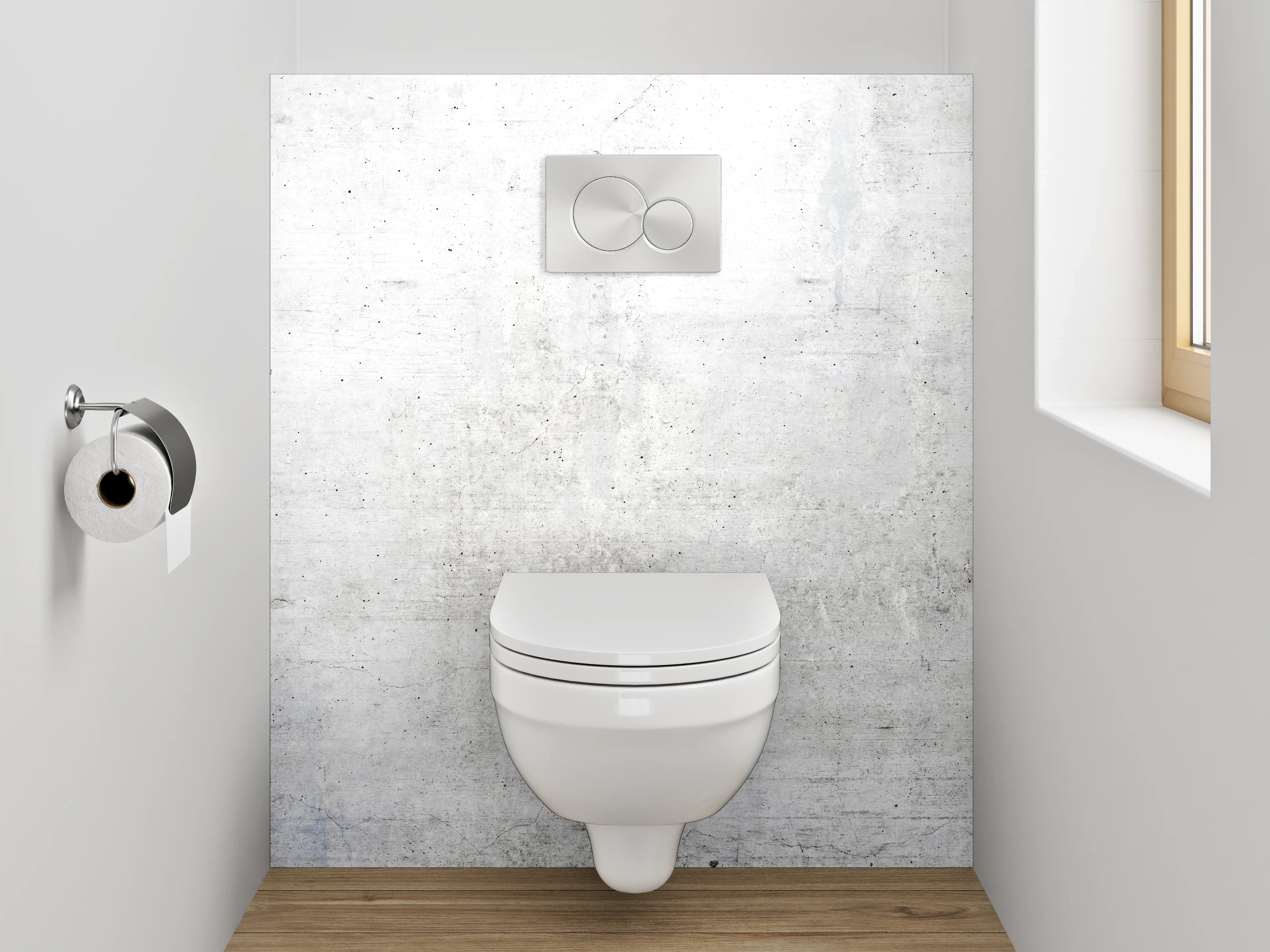 WC-Rückwand - Beton Optik Weiß Grau Modern